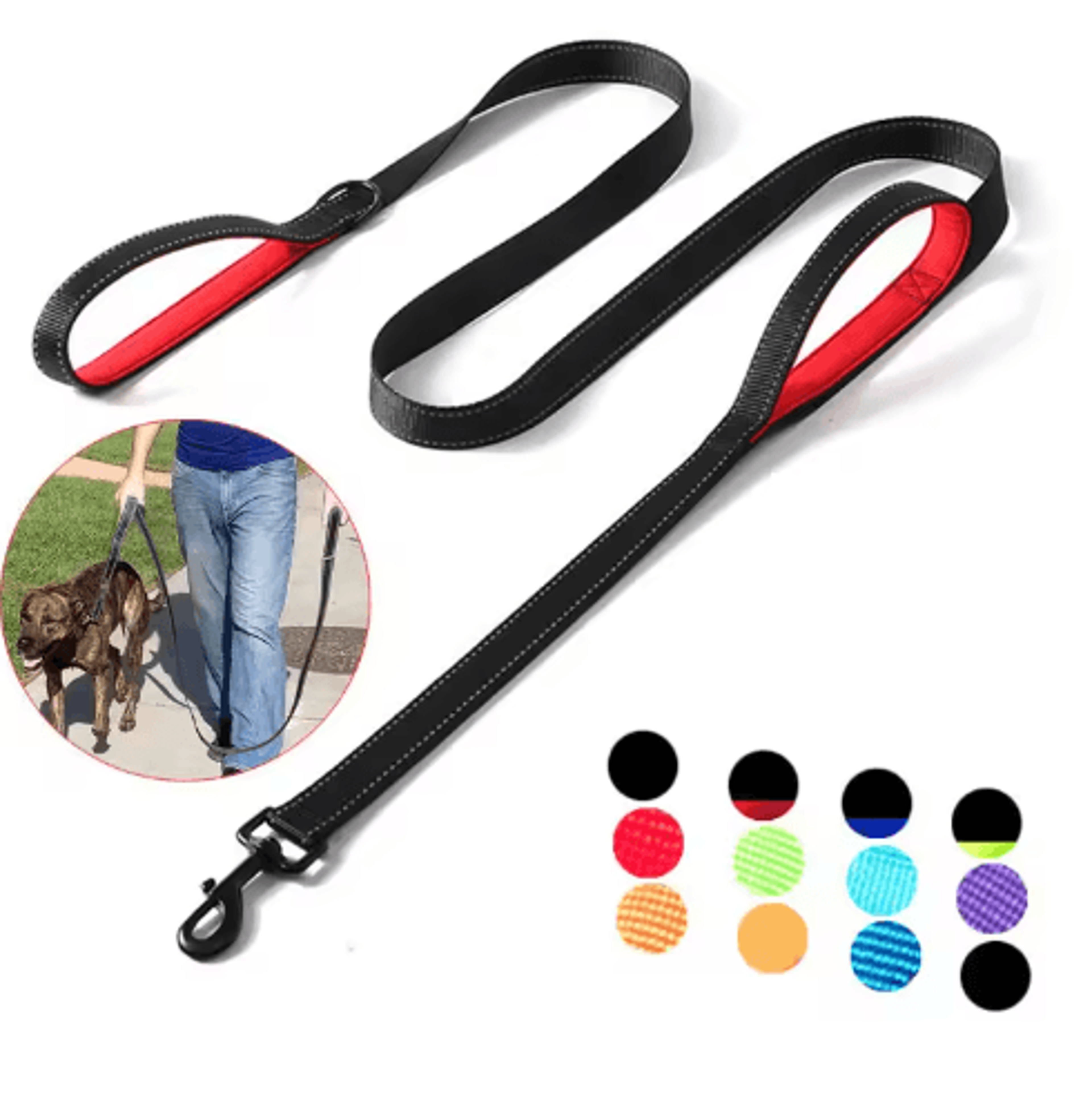 Heavy Duty Double Handle Dog Leash For Training  Walking 0