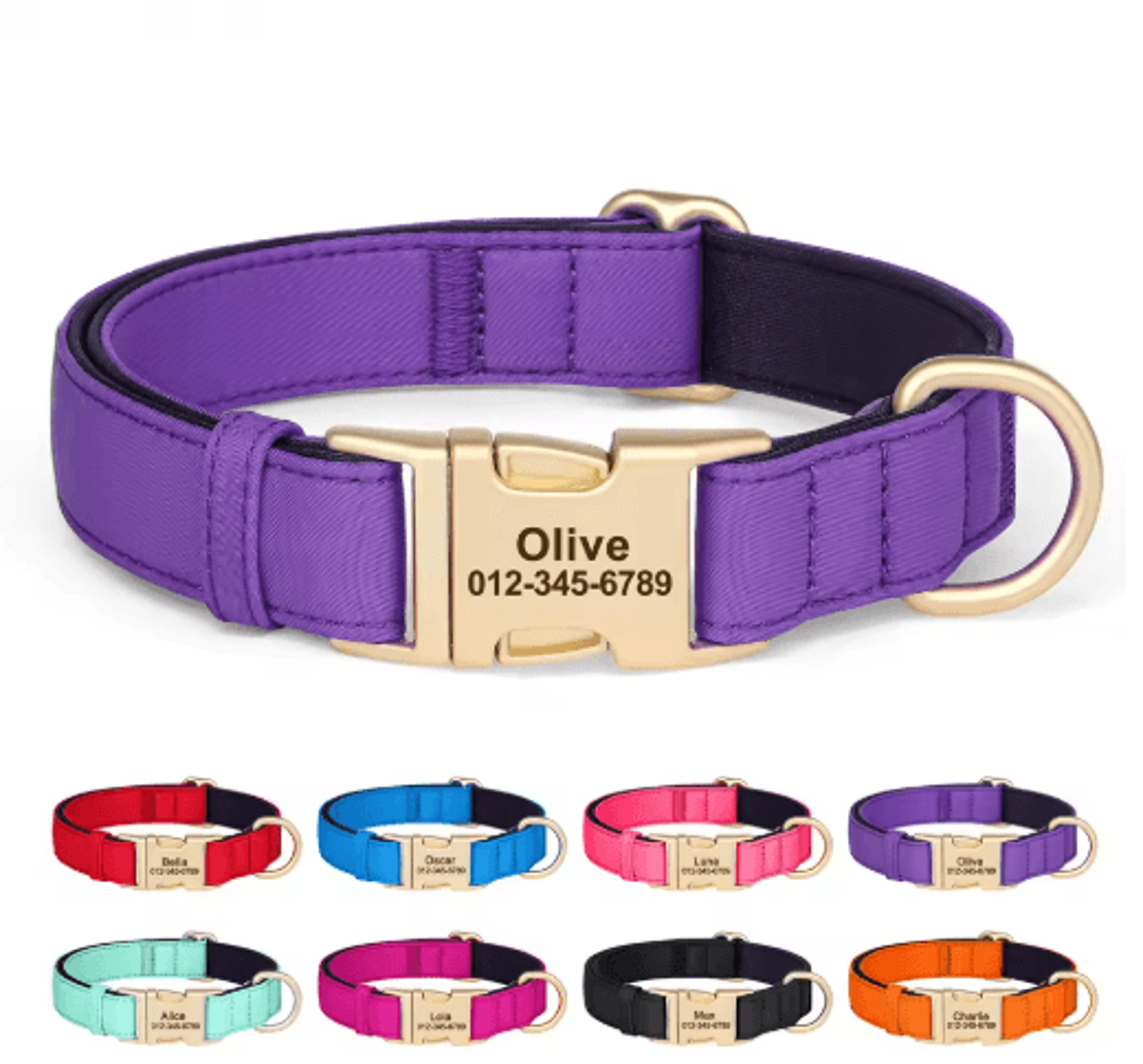 Personalized Waterproof Dog Collar  Soft Padded Engraved Nylon Collar For Dogs 0