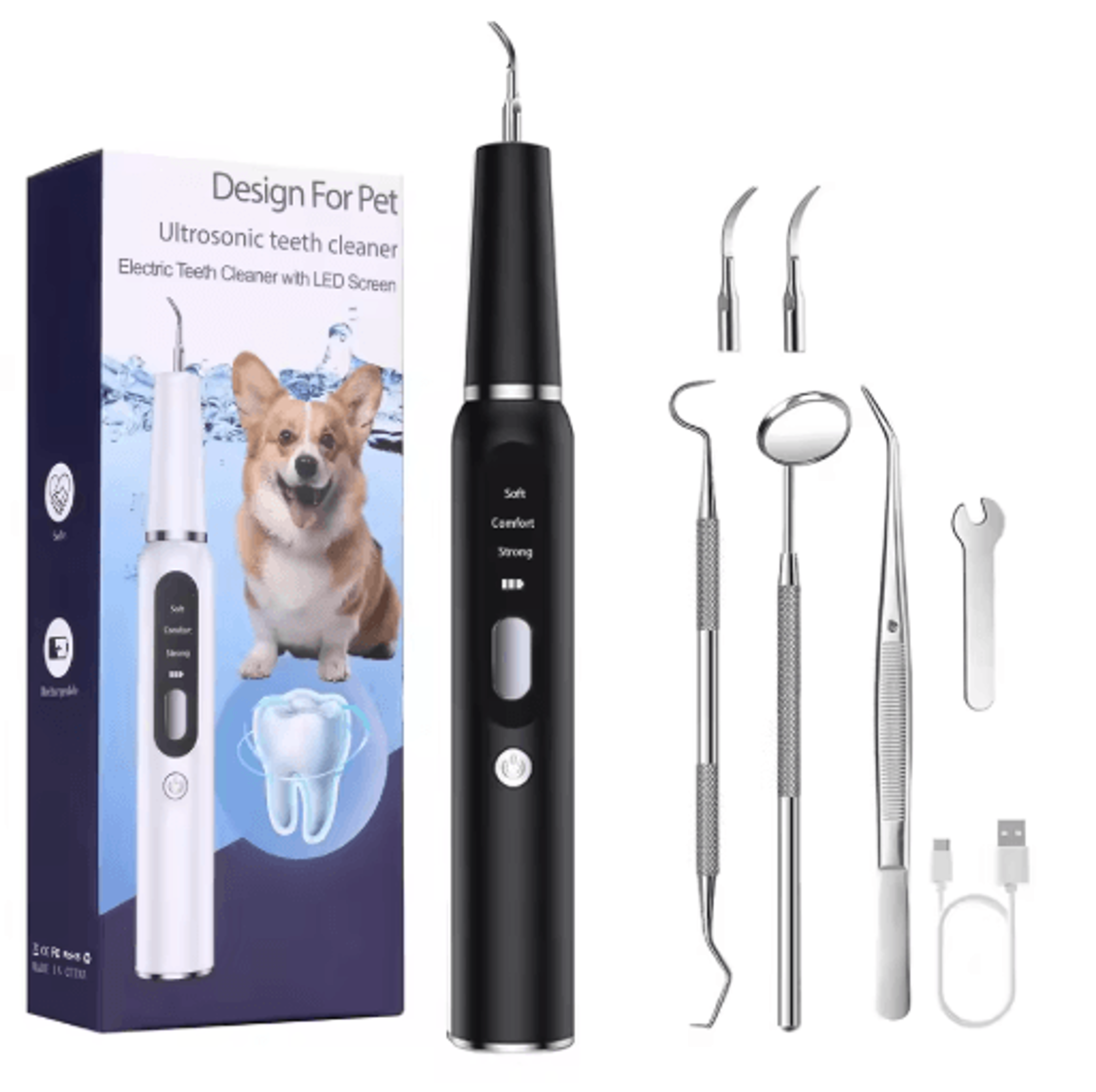 Ultrasonic Pet Tooth Scaler Kit  Electric Dog  Cat Dental Cleaning Tool For Plaque Removal 1