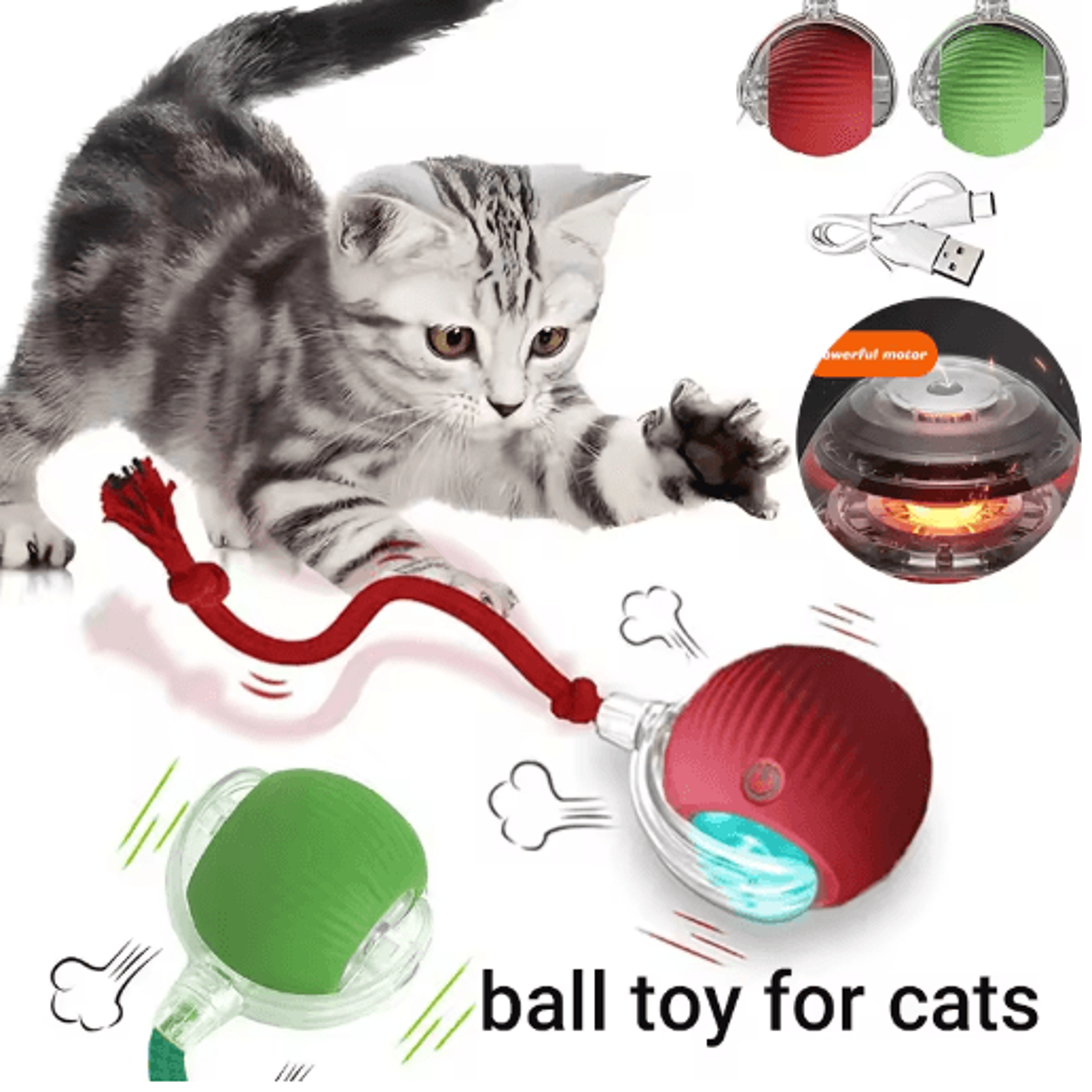 Smart Automatic Rolling Cat Ball – Rechargeable Interactive Toy for Active Cats & Kittens – view 8