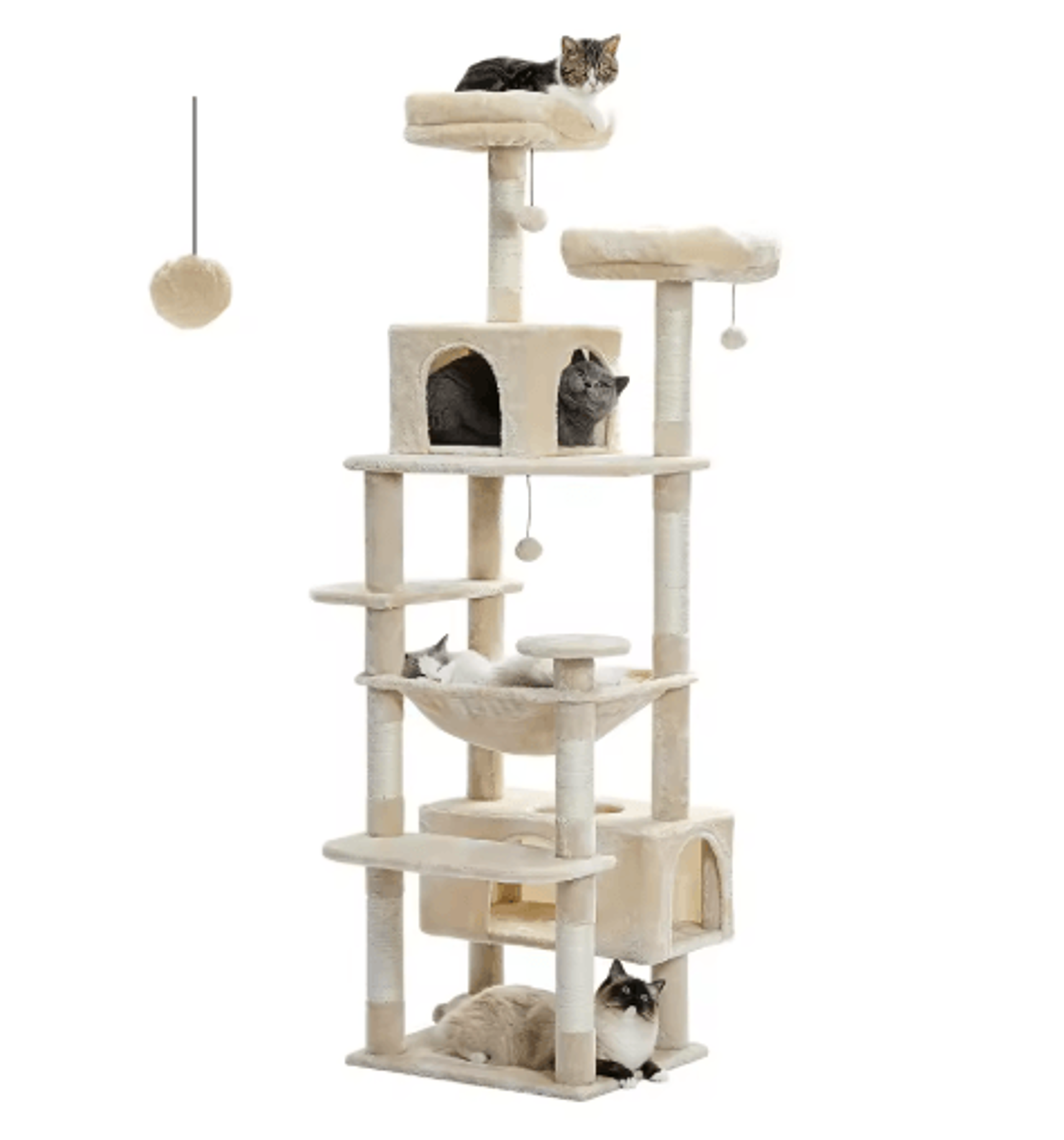 Large Cat Tree  Tower  MultiLevel Indoor Cat Condo With Hammock Scratching Posts  Toys 5