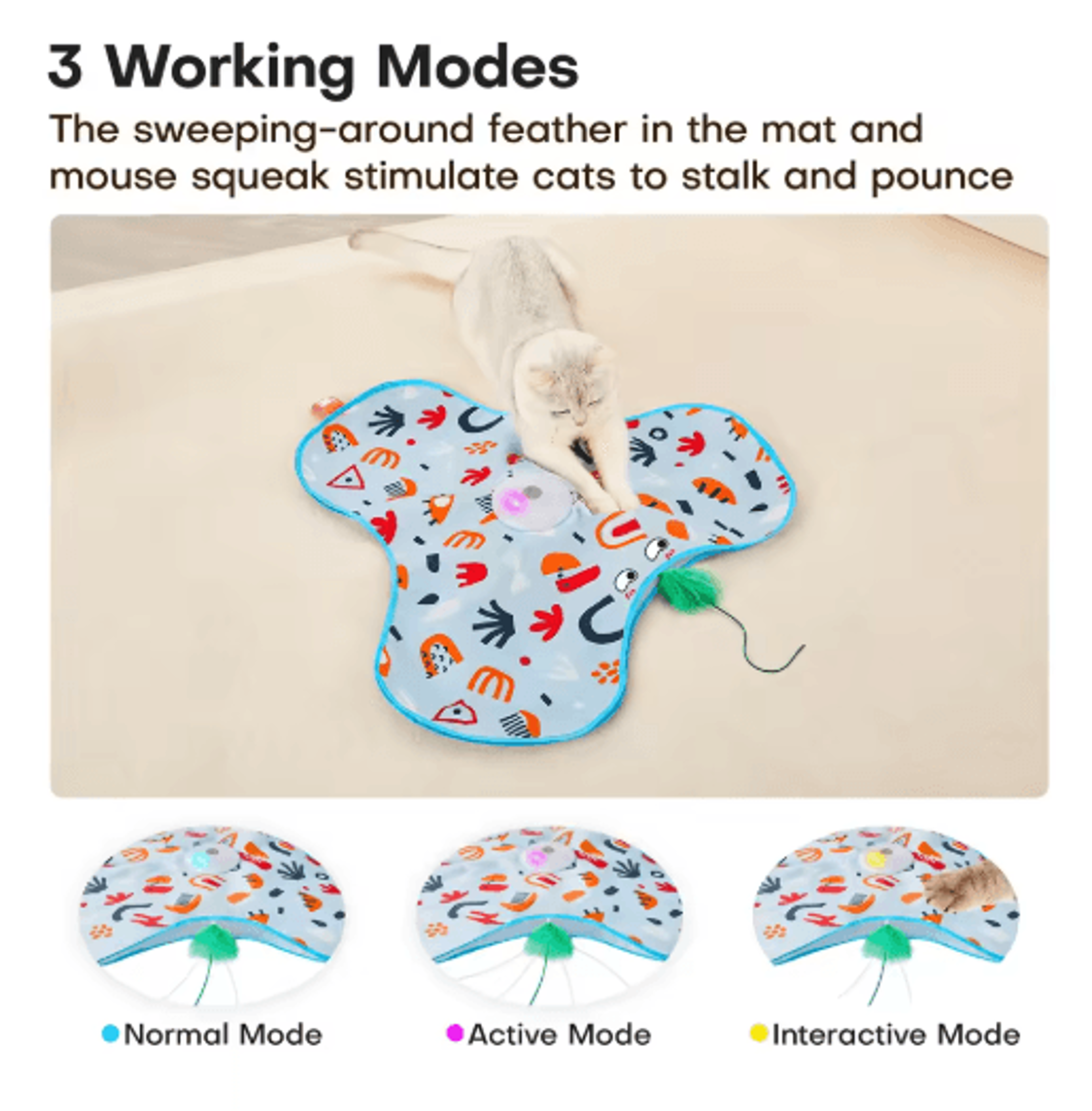 Interactive Hide  Seek Cat Toy  Motion Activated Squeaky Mouse  Feather Teaser For Cats 9