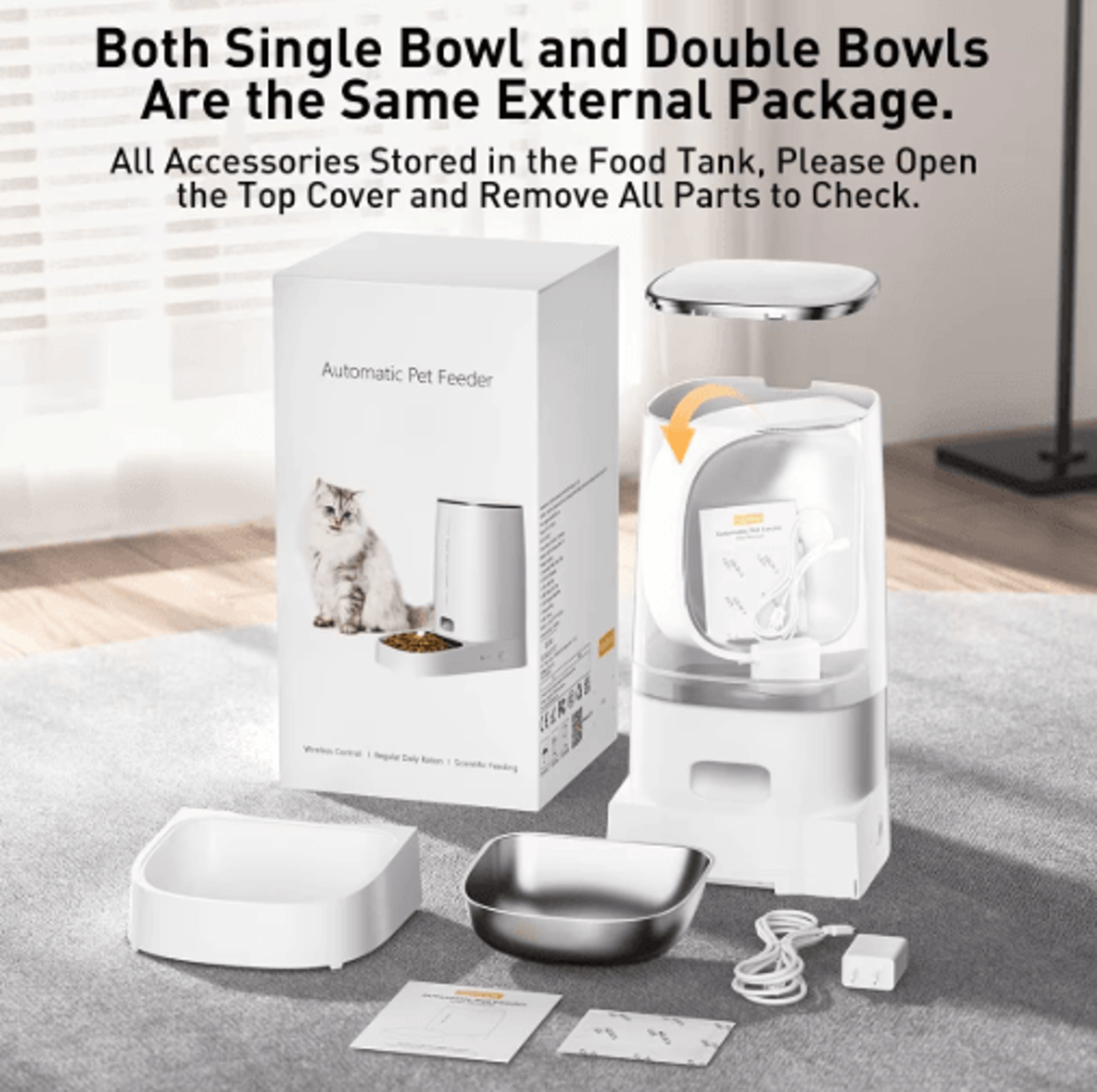 ROJECO Smart WiFi Automatic Pet Feeder  Remote Dry Food Dispenser For Cats  Dogs 3