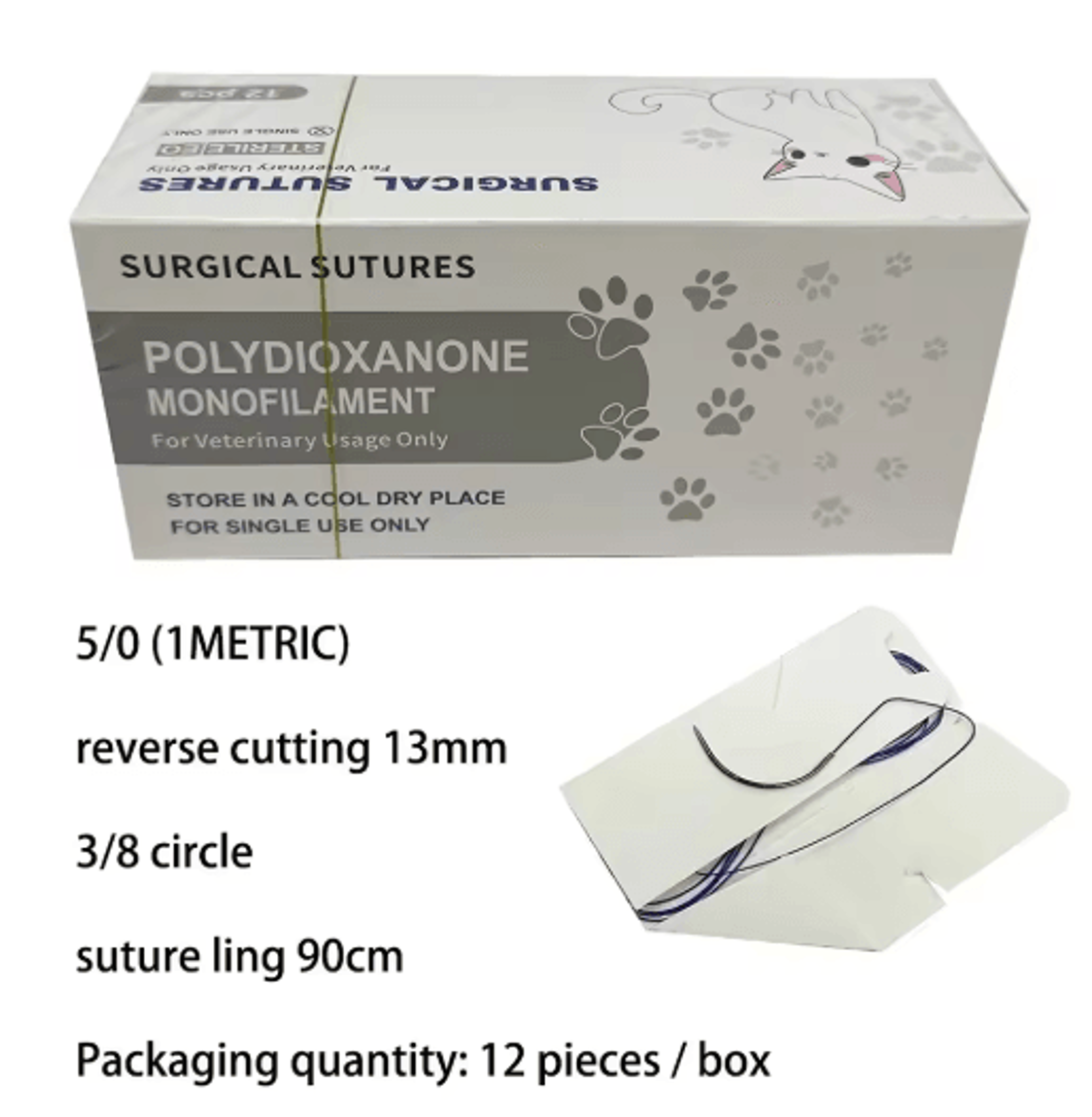 Veterinary Absorbable PGA Suture Thread With Needle For Pet Surgical Training 2