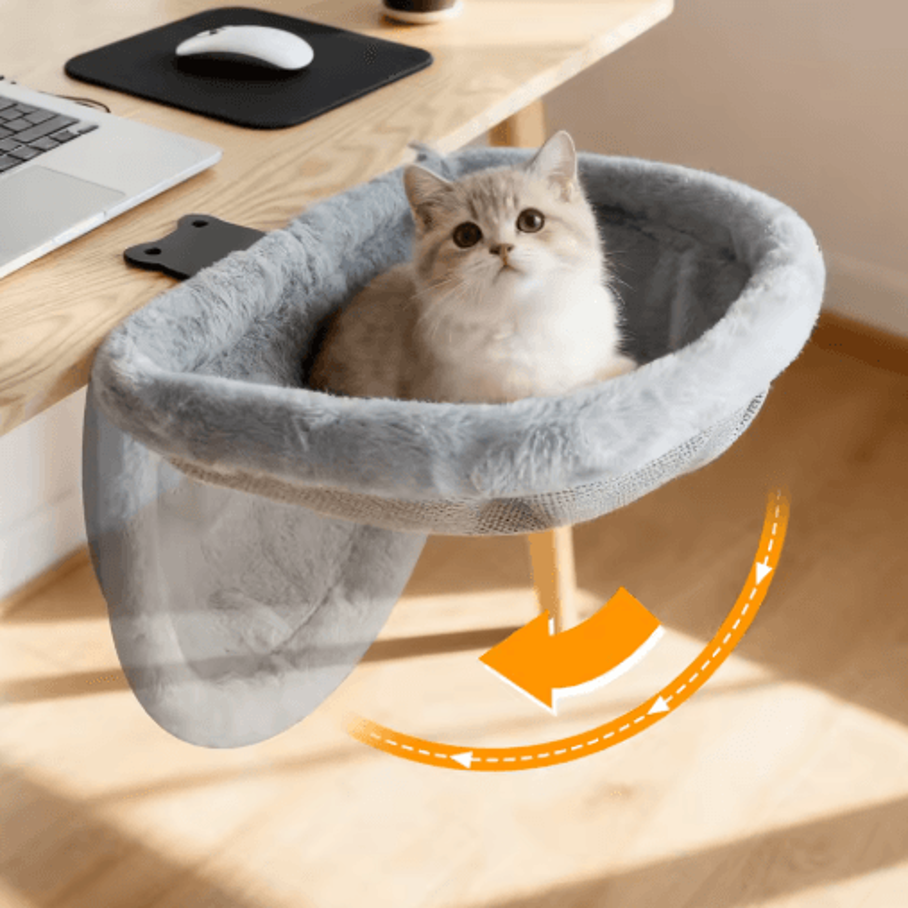 SpaceSaving Folding Cat Desk Hammock Perch For Indoor Cats 7