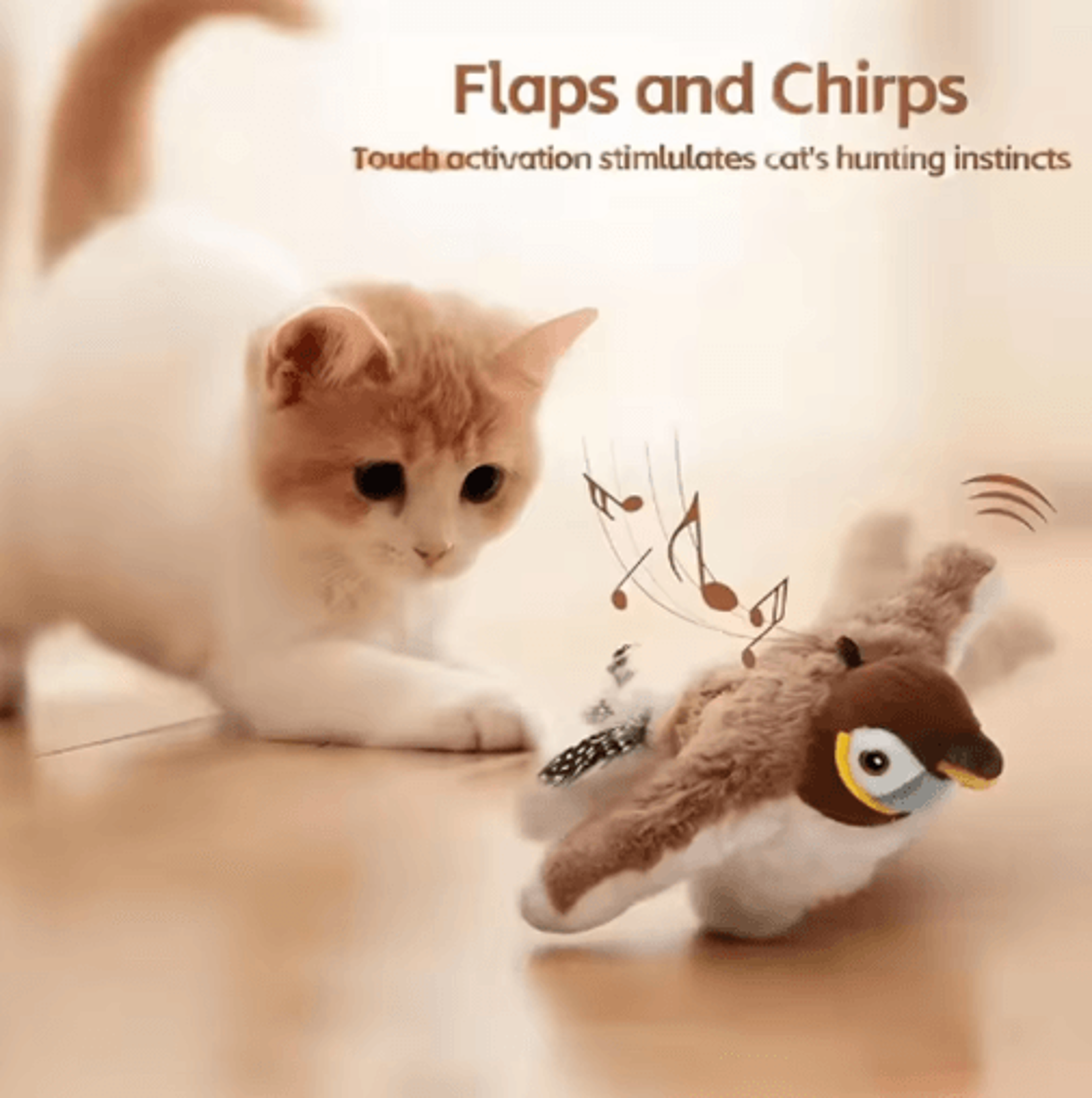 Rechargeable Chirping  Flapping Bird Interactive Cat Toy 5