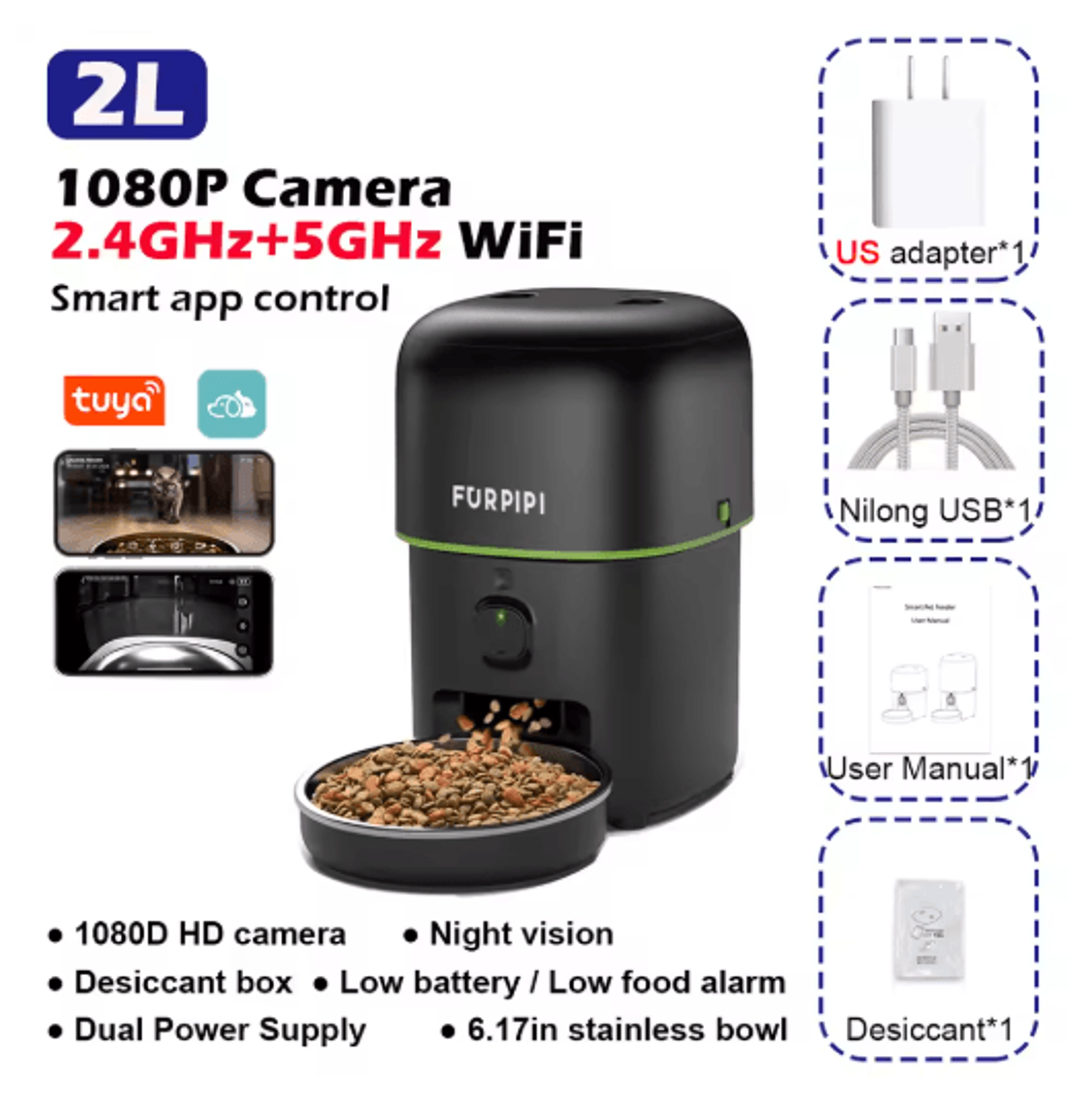 1080P HD Smart WiFi Automatic Pet Feeder With Camera For Cats  Dogs 2