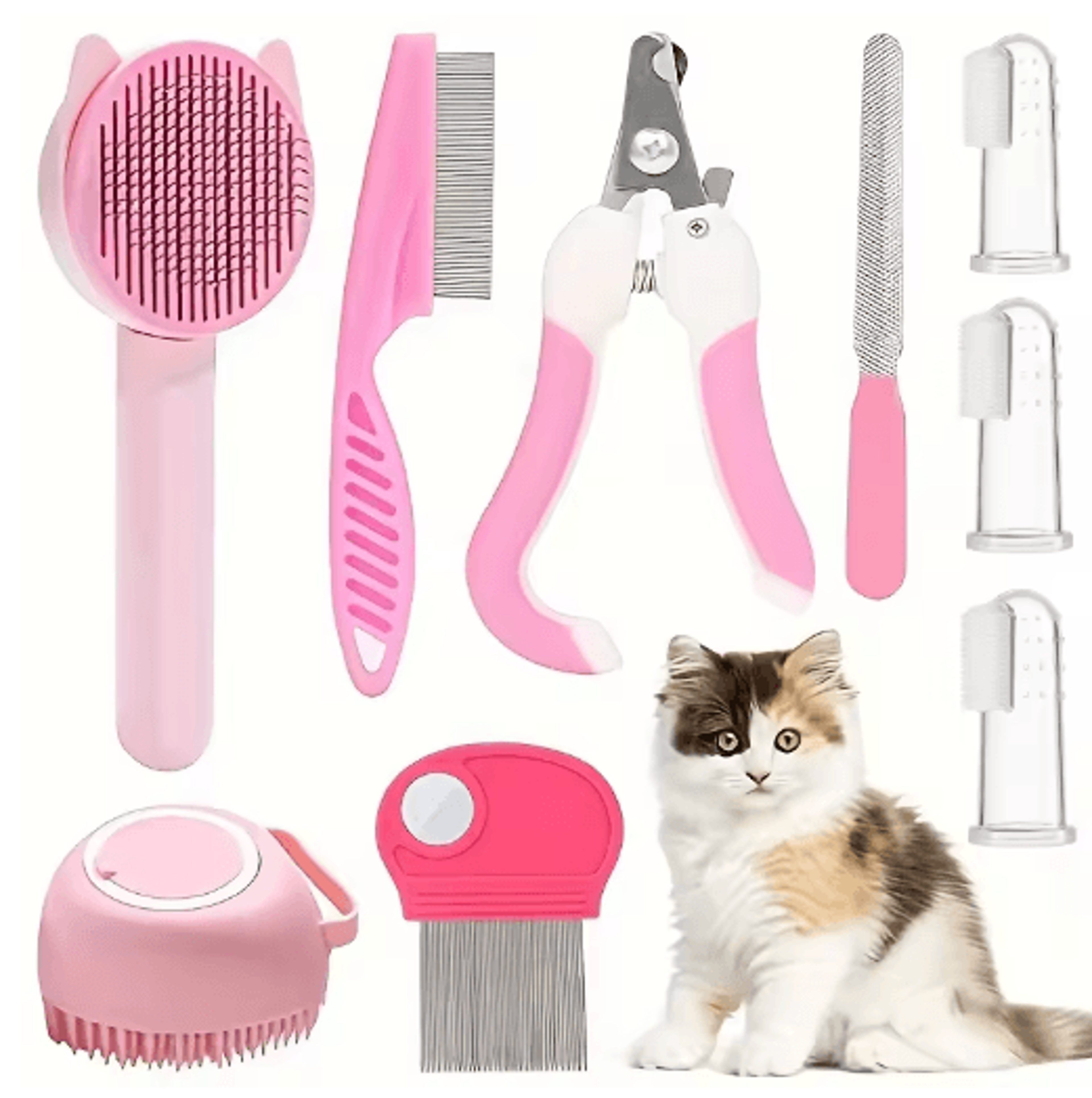8PCS Pet Grooming  Self Cleaning Beauty Kit For Cats  Dogs 0