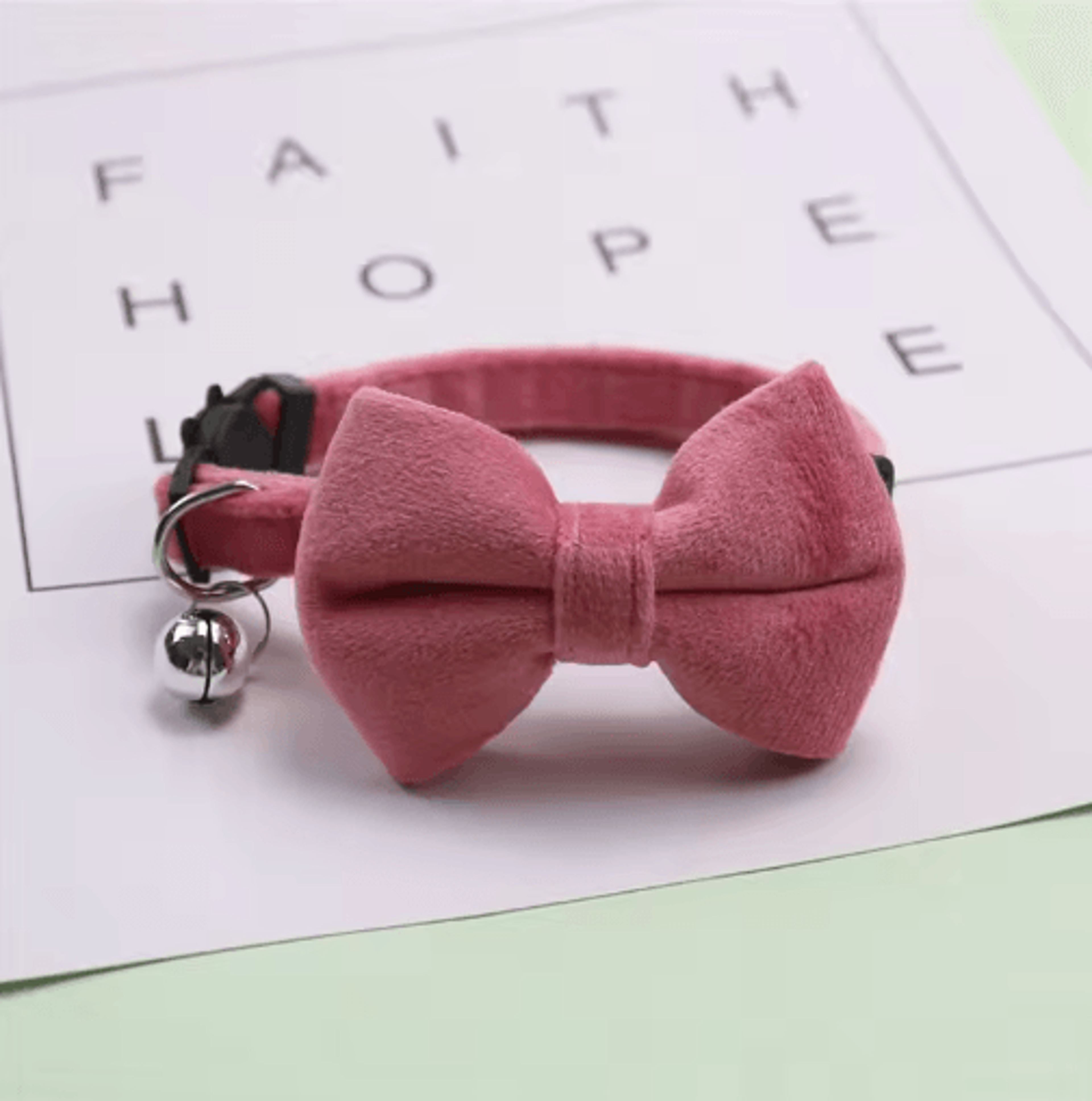 Velvet Bow Tie Cat Collar With Bell  Safety Buckle 1