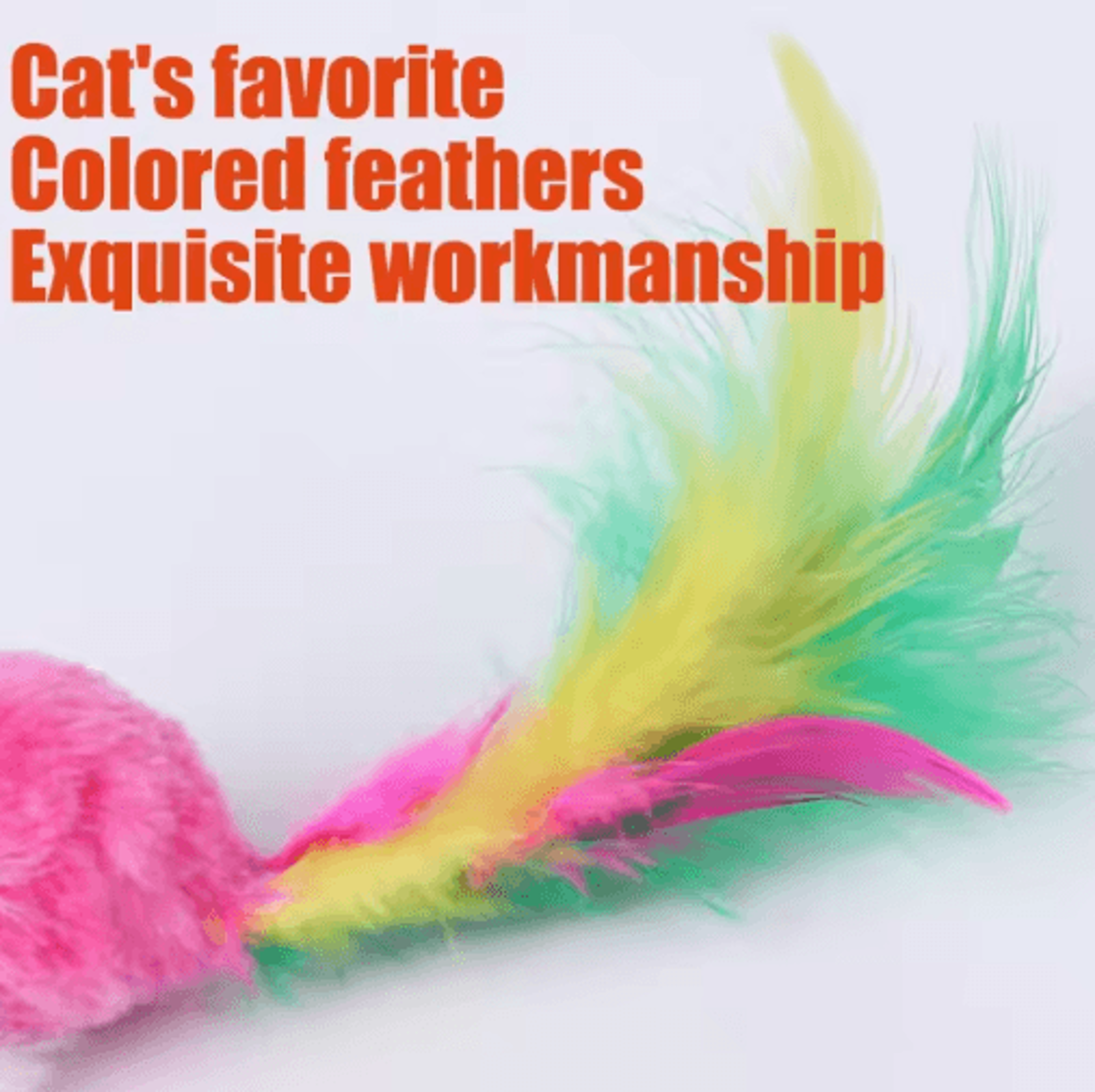 Cute Soft Wool Mouse Cat Toy With Colorful Feathers 5