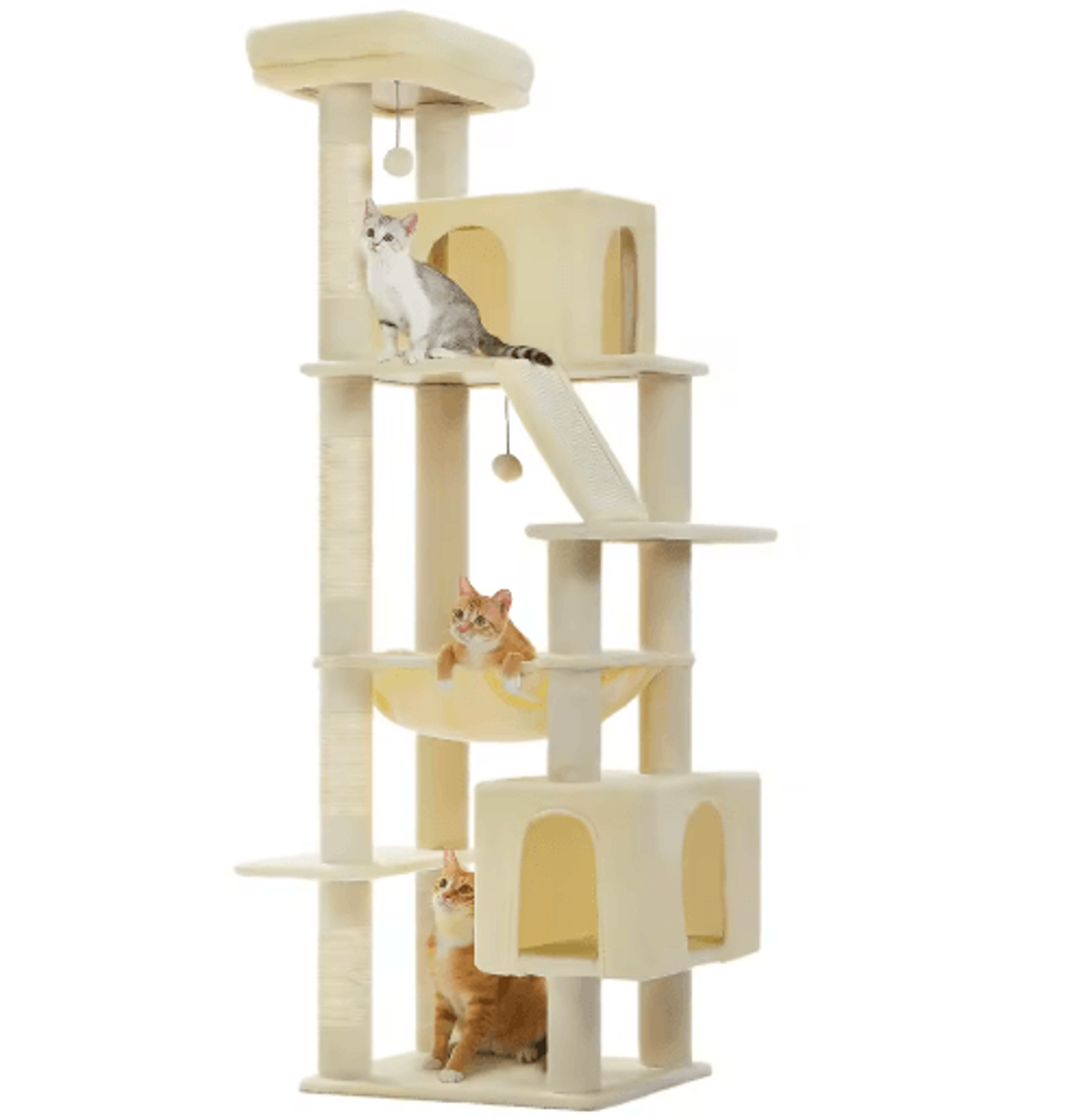 MultiLevel Cat Tree Tower With Large Condo Beds  Scratching Posts 2
