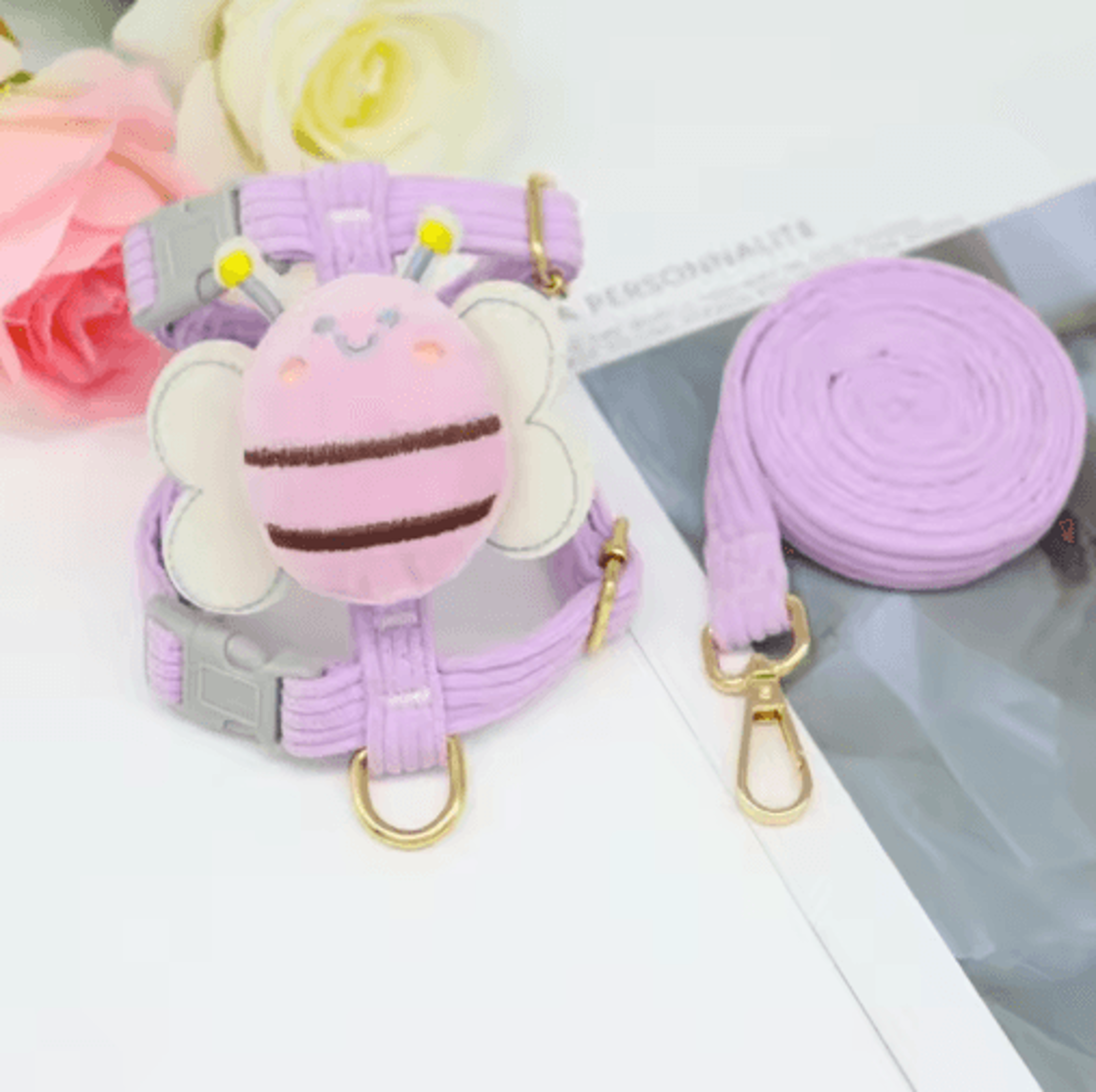 Cute Bee Lightweight Cat Harness  Outdoor Leash Set 7