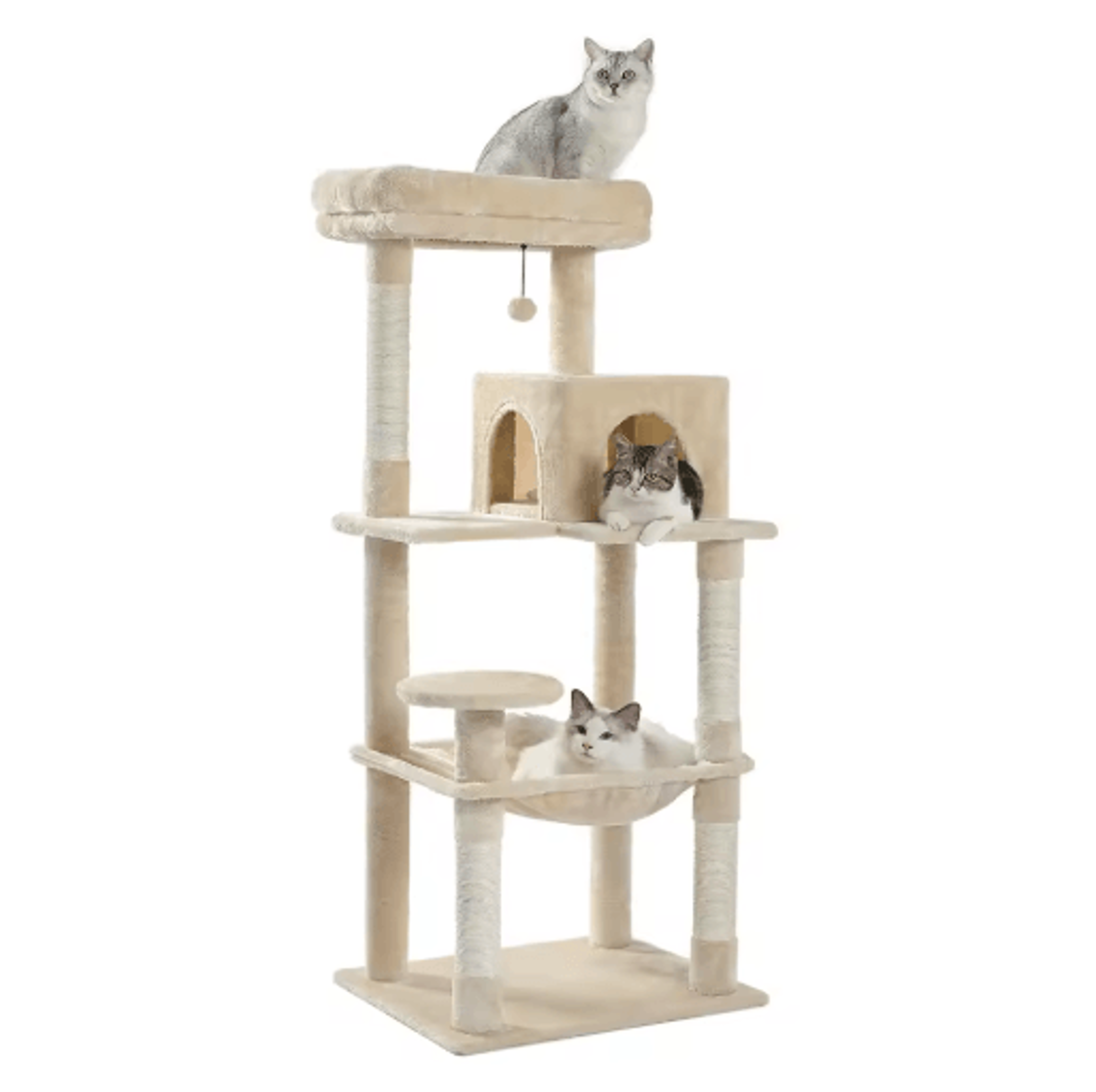 MultiLevel Plush Cat Tree Tower With Hammock  Condo Bed 1