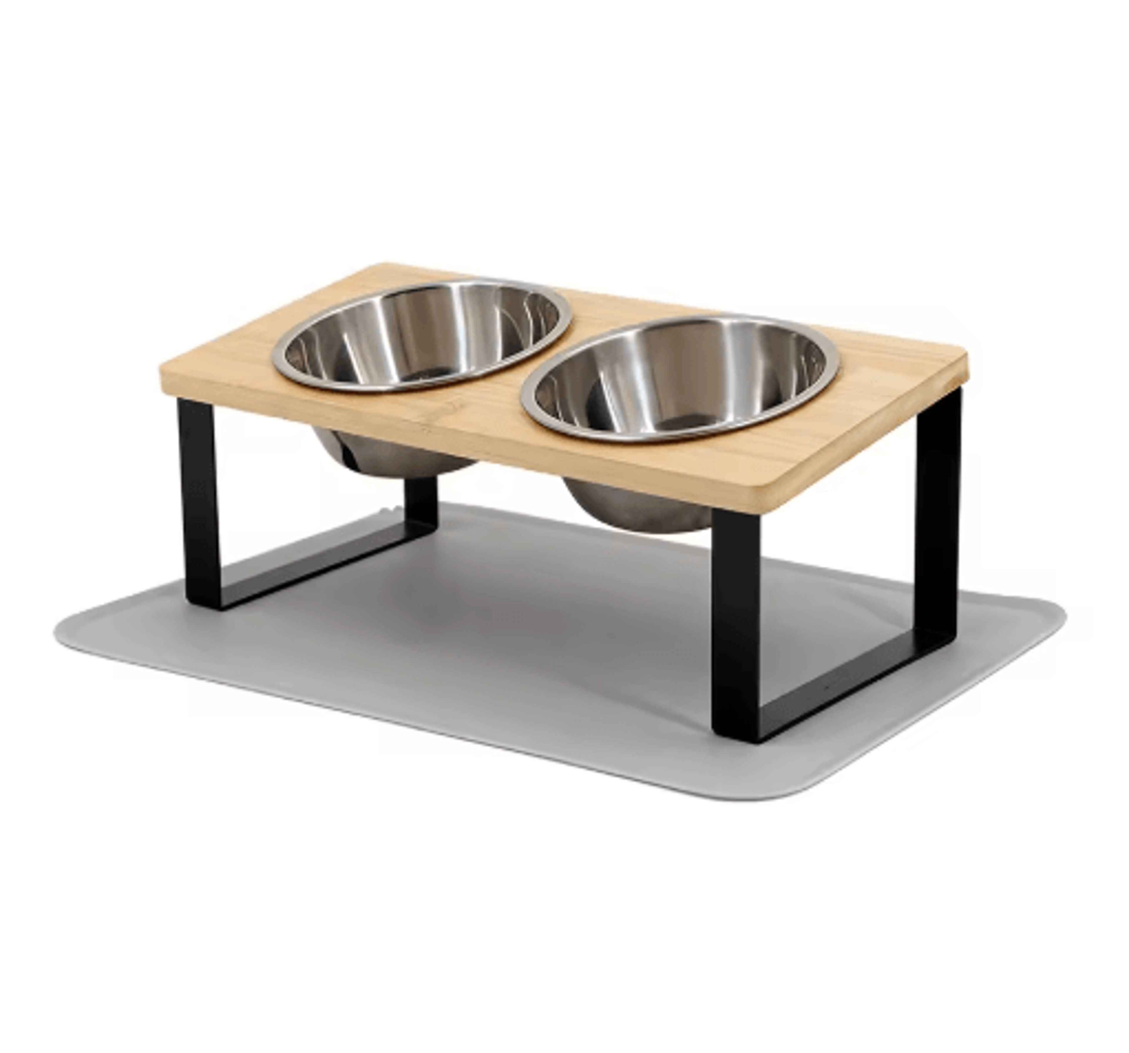 PurrEase Elevated Stainless Steel Cat Bowls With 15 Tilt  Food Mat 1