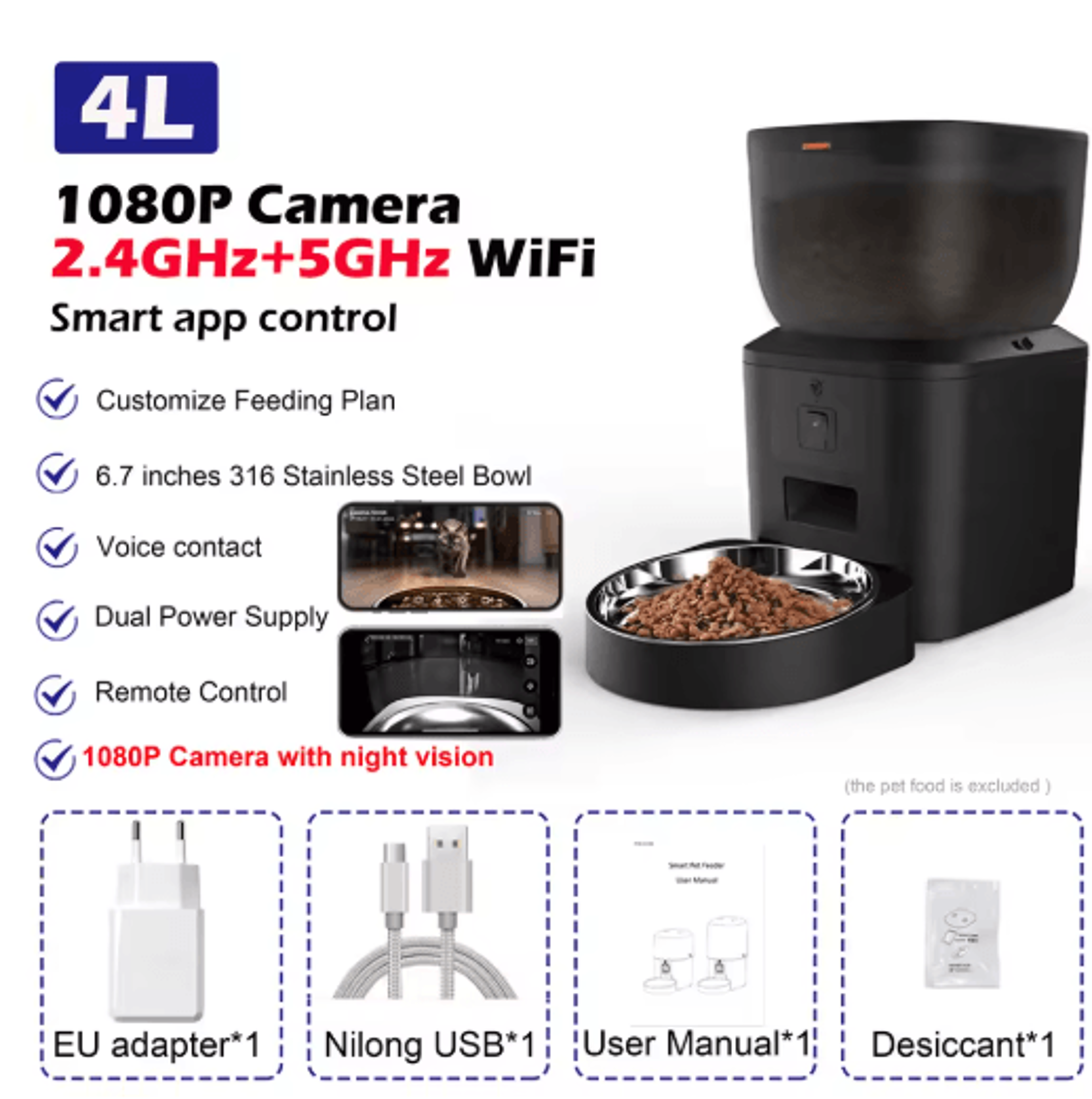 Furpipi Smart Automatic Pet Feeder With 1080P HD Camera  App Control 6