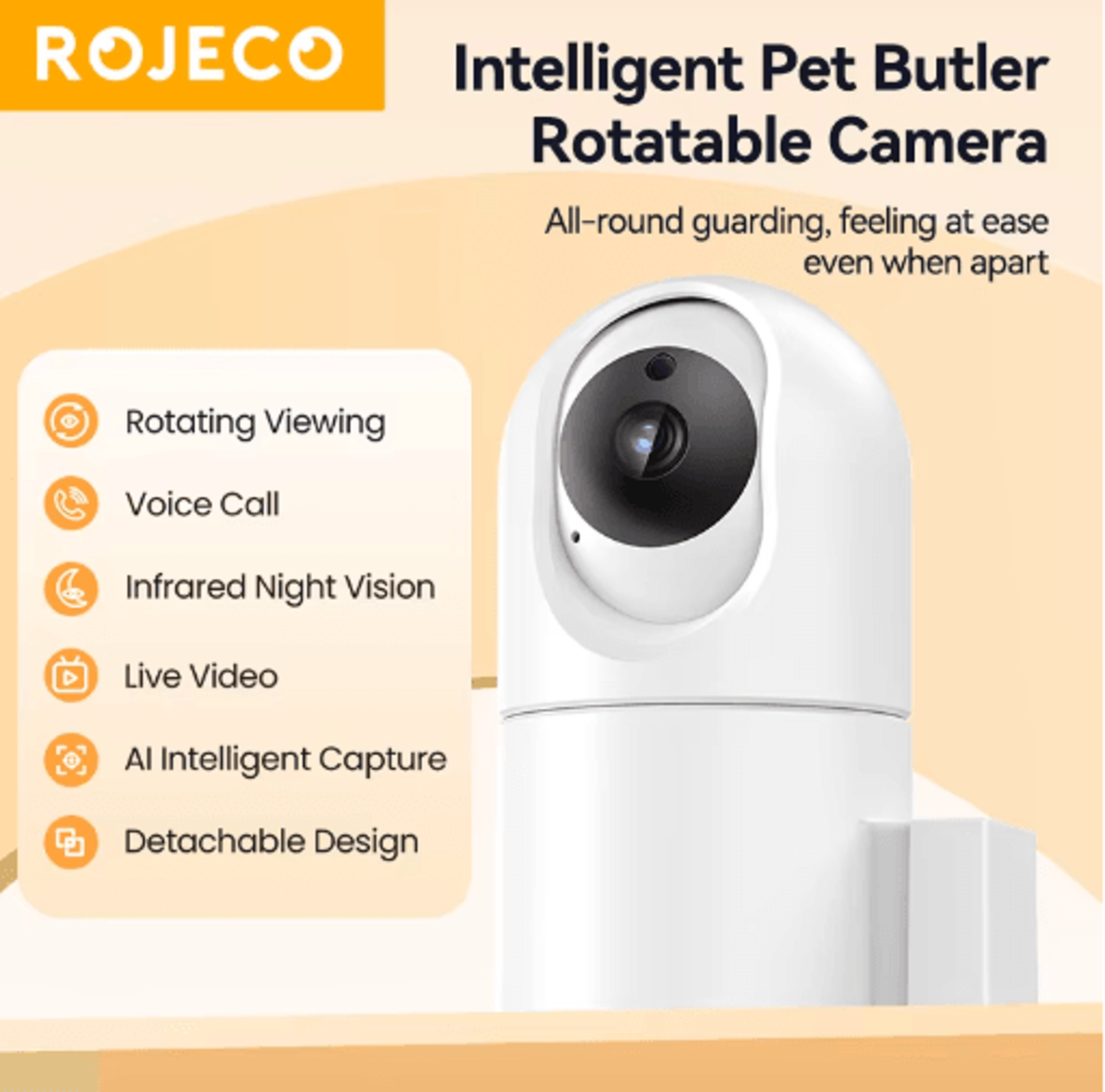 ROJECO Smart Automatic Cat Feeder With 360 Camera  WiFi Control 4