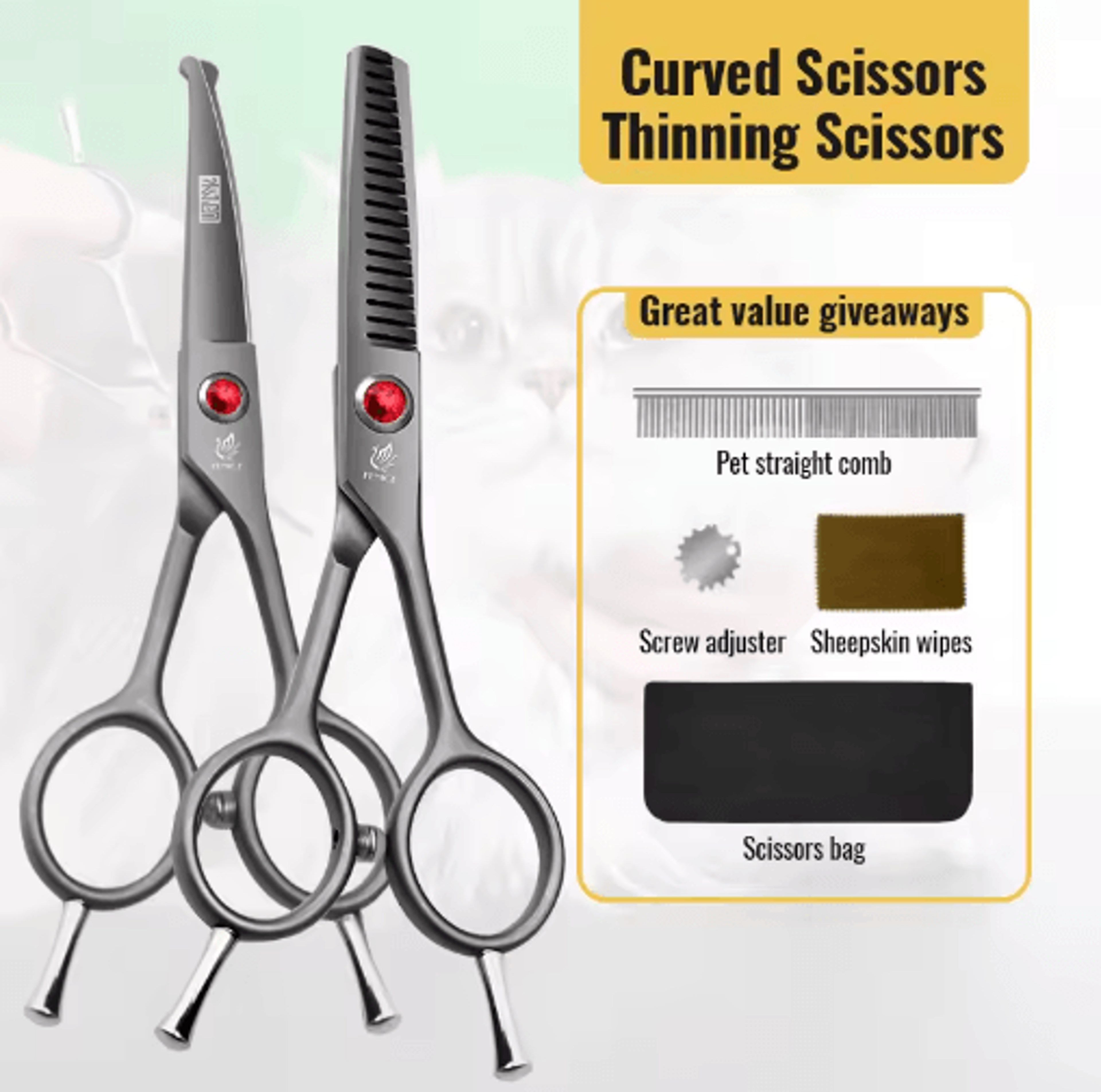 Fenice Professional Round Tip Pet Grooming Scissors  Safe Trimming Tool For Eyes Face  Paws 1