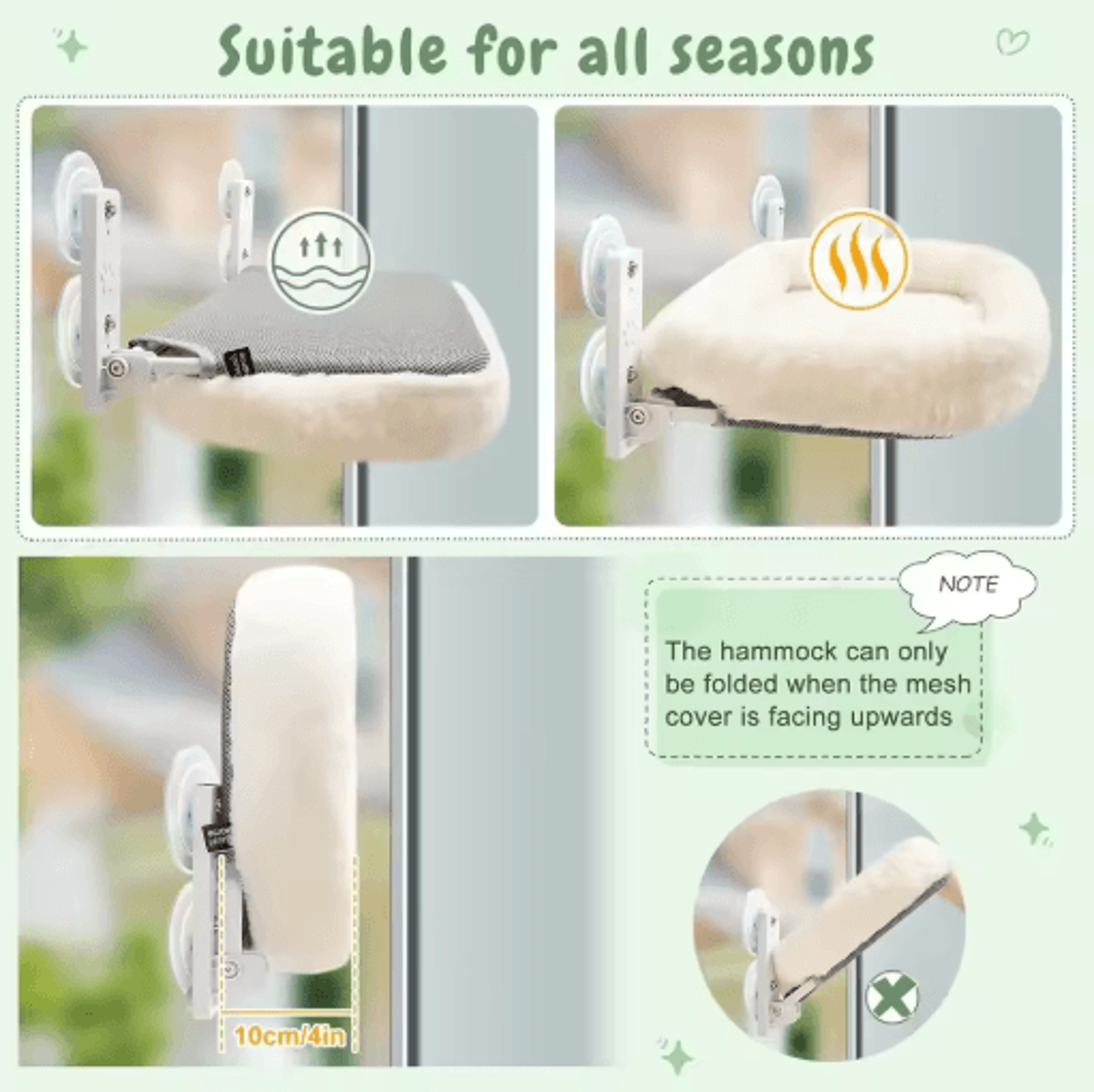 Sunny Perch Window Cat Hammock  Suction Cup Hanging Sunbathing Bed 5