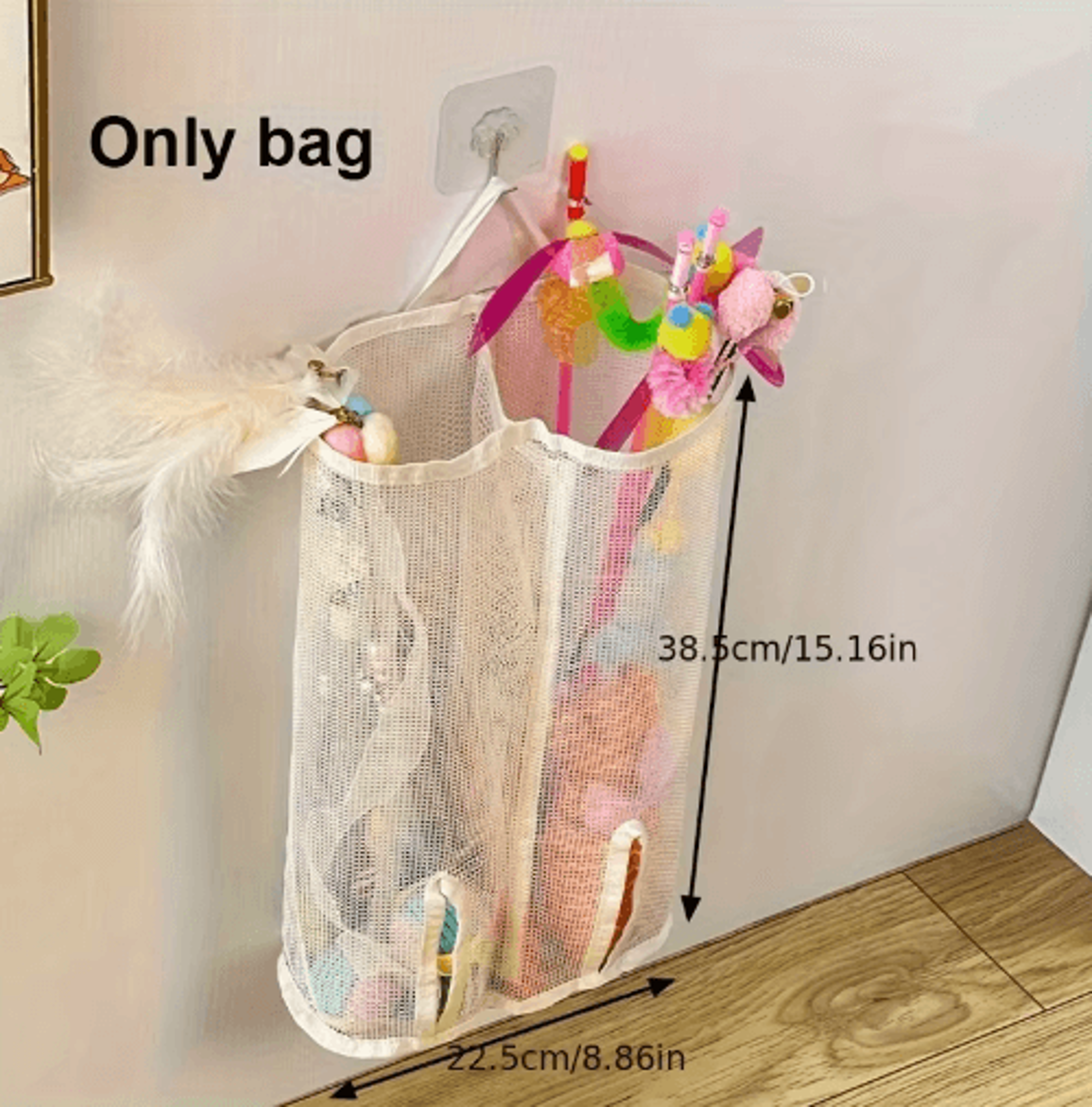 Wall Hanging Mesh Storage Bag For Cat Toys  Pet Accessory Organizer Basket 5