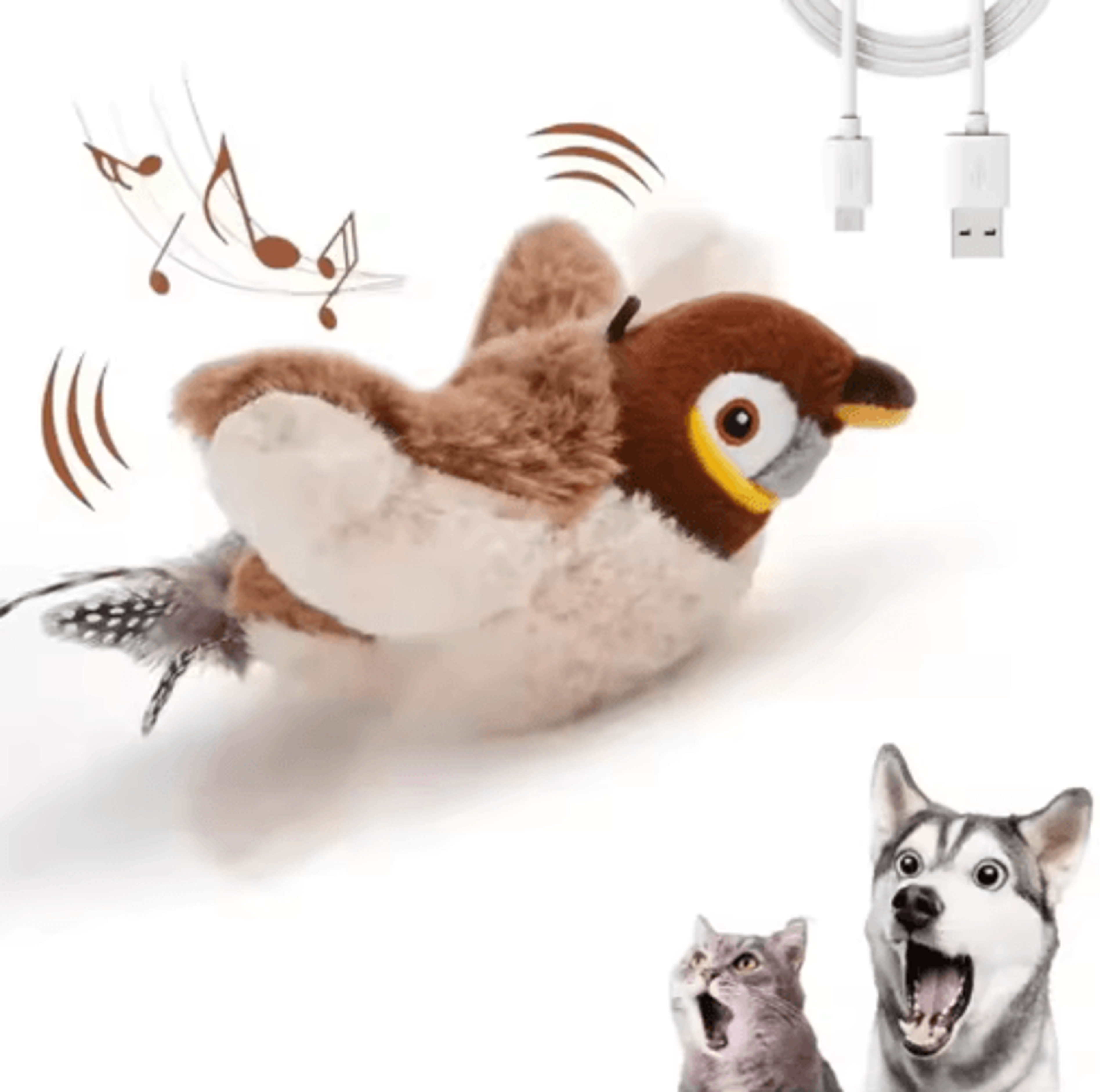 Interactive Flapping Bird Cat Toy  Plush BiteResistant Shaky Sparrow For SelfPlay 5
