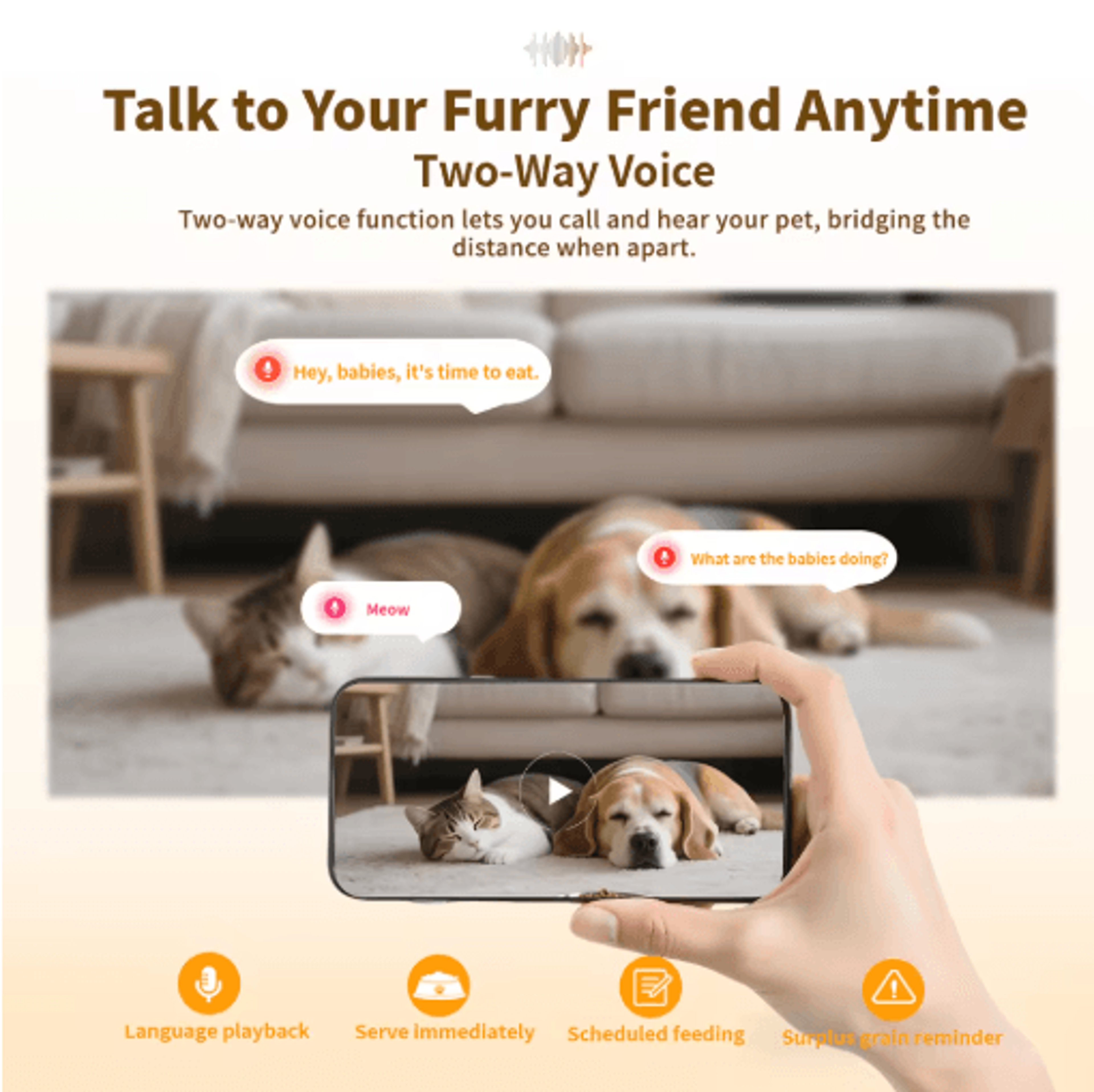 Smart Automatic Pet Feeder With 1080P HD Camera  Elevated WiFi Cat  Dog Food Dispenser 3