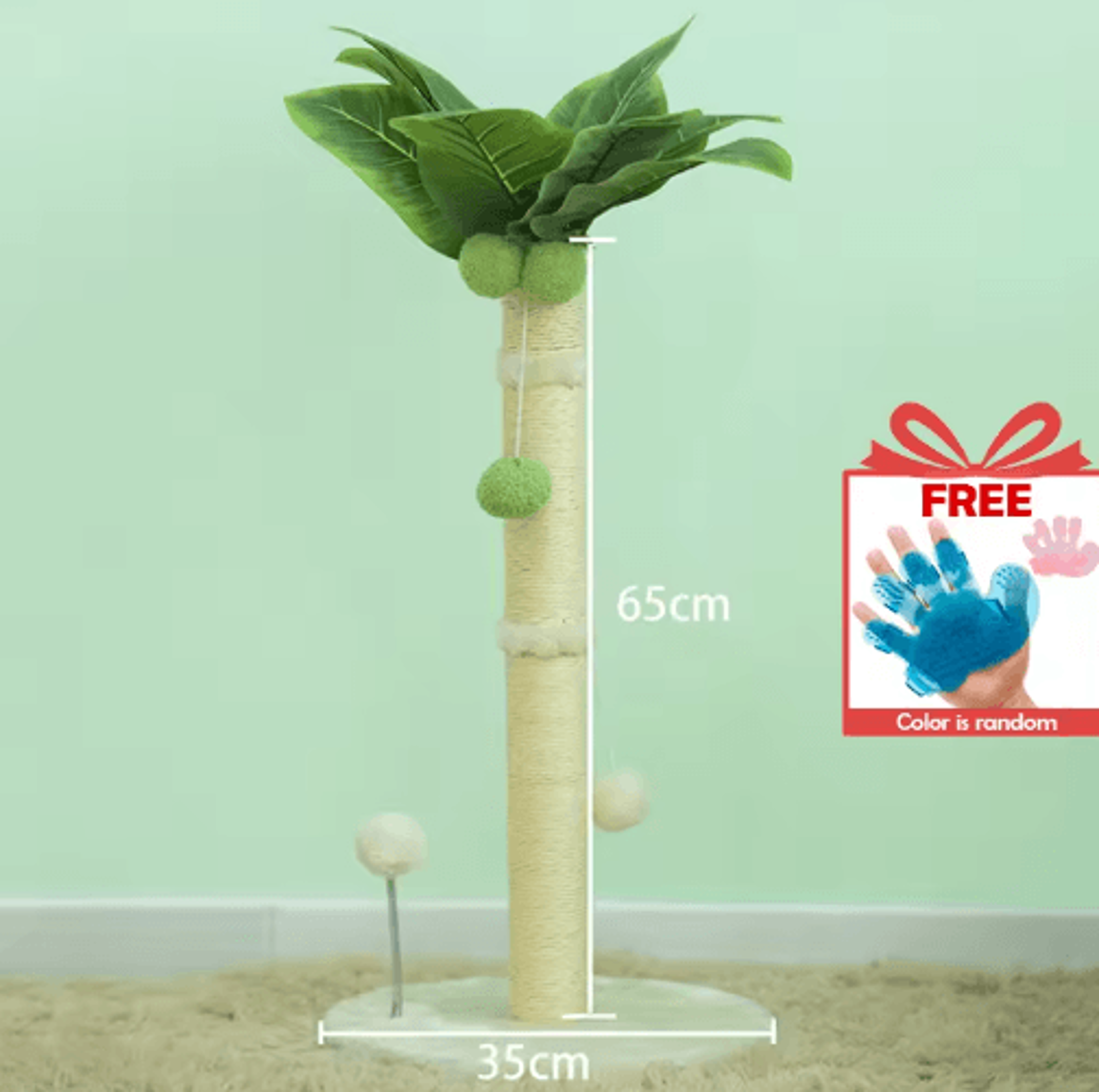 65cm Cat Scratching Post Tree  Sisal Rope Scratcher With Interactive Ball Toys 3