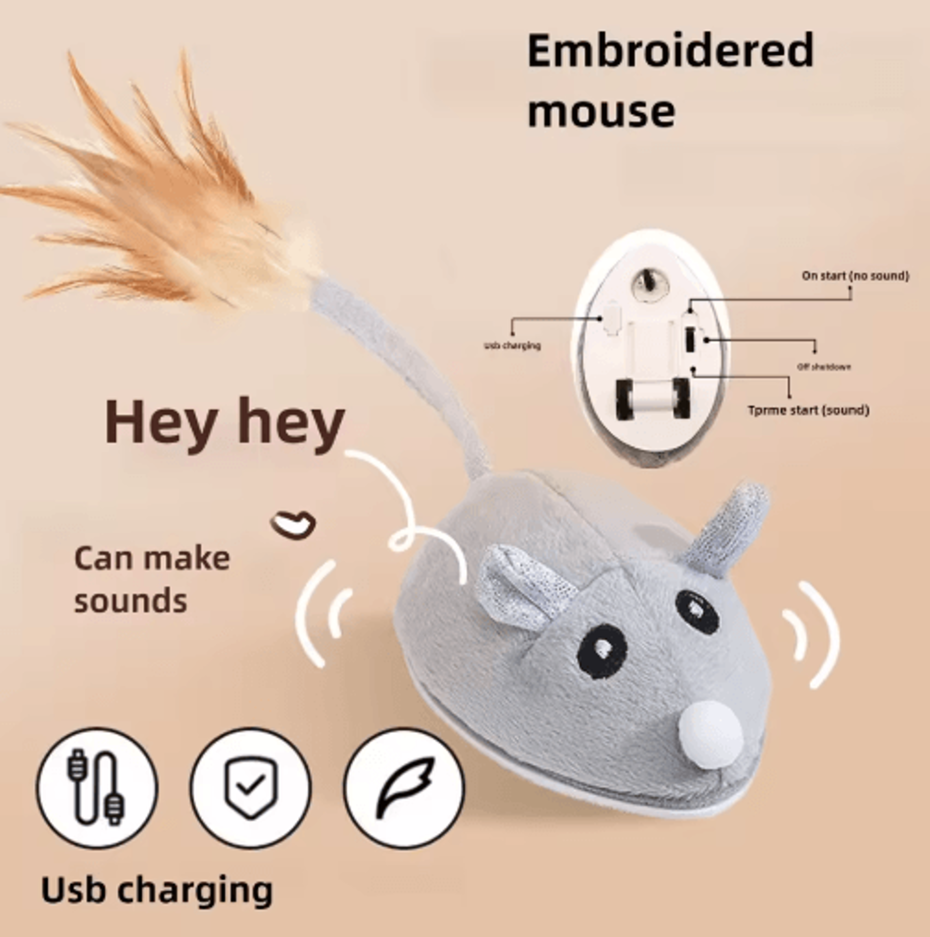 Smart Electric Mouse Cat Toy  USB Rechargeable Interactive Squeaky Toy For Cats 1