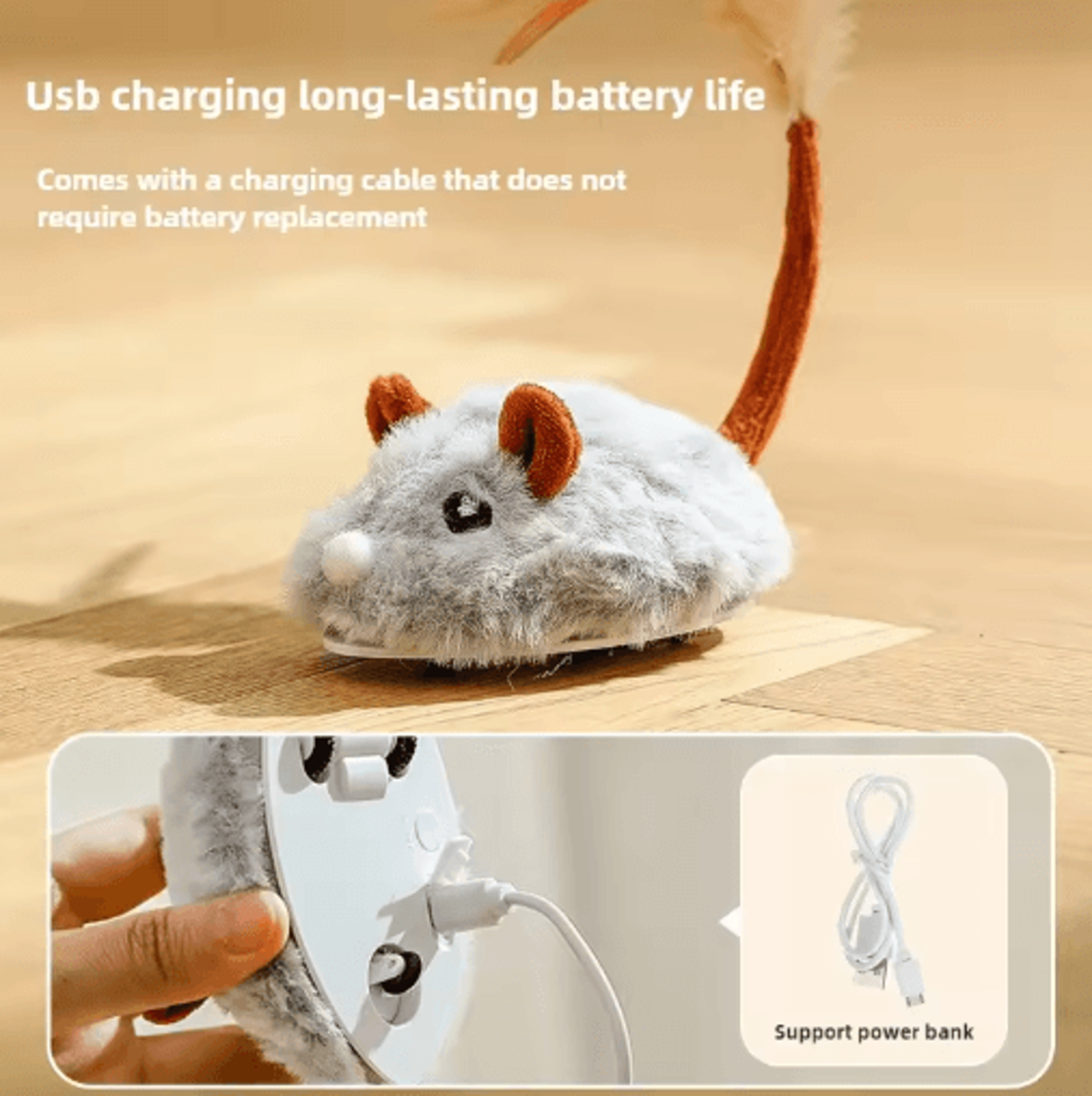 Smart Electric Mouse Cat Toy  USB Rechargeable Interactive Squeaky Toy For Cats 4