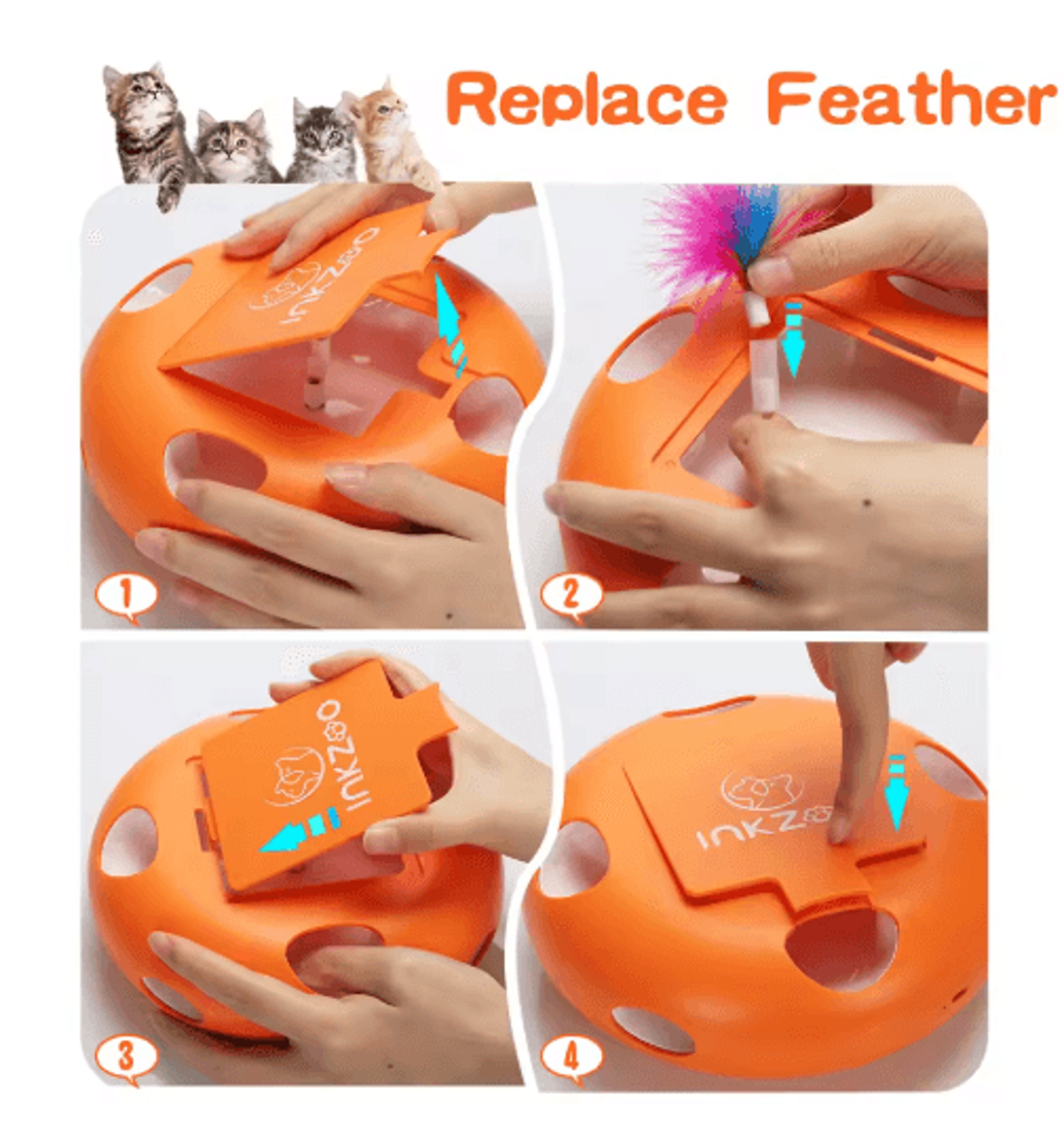 INKZOO Interactive Cat Toy Smart Automatic 7Hole WhackAMole Mouse Toy 11
