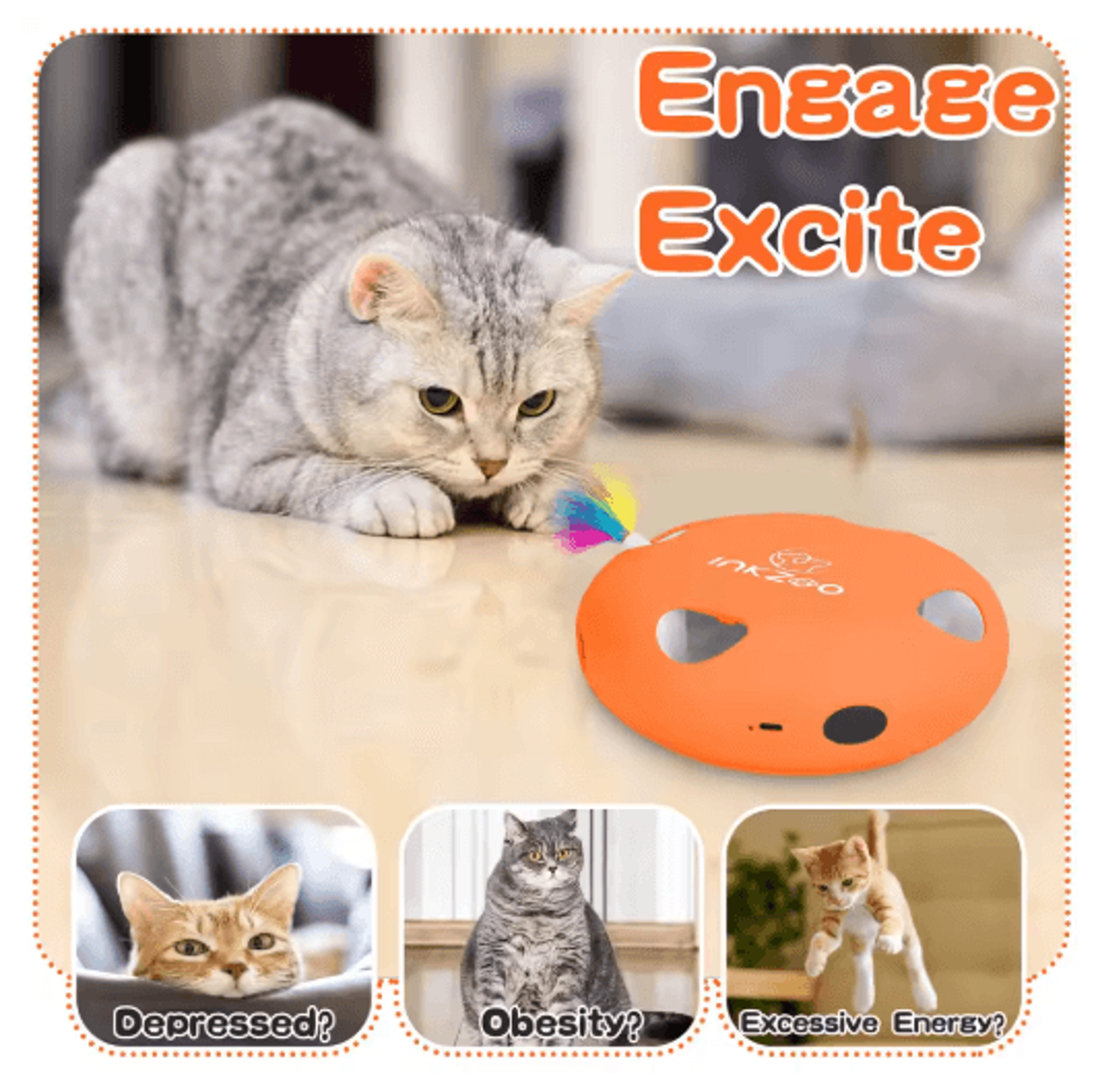 INKZOO Interactive Cat Toy Smart Automatic 7Hole WhackAMole Mouse Toy 13