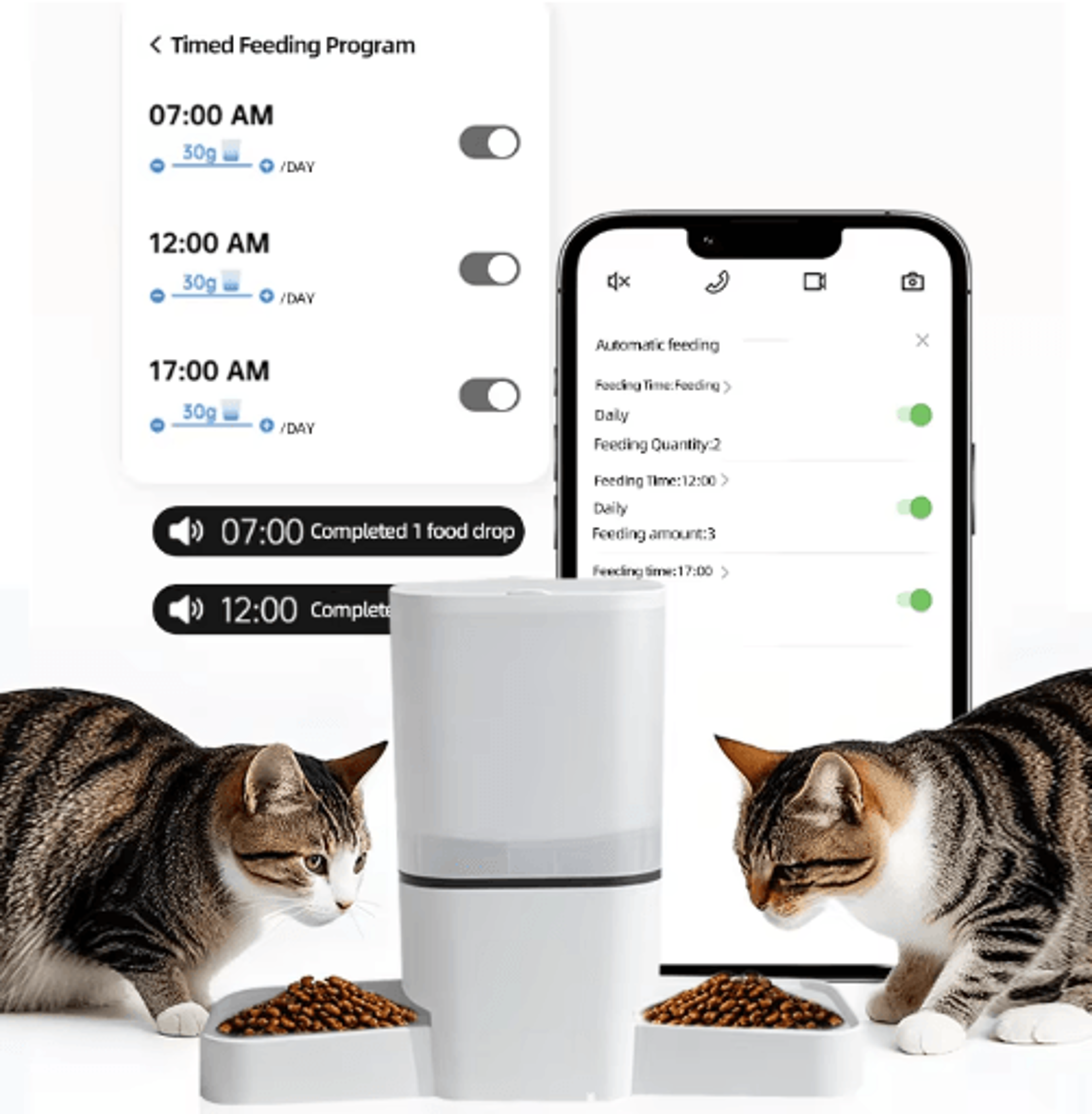 6L Smart Automatic Pet Feeder WiFi Timer Food Dispenser With Stainless Steel Bowl 5