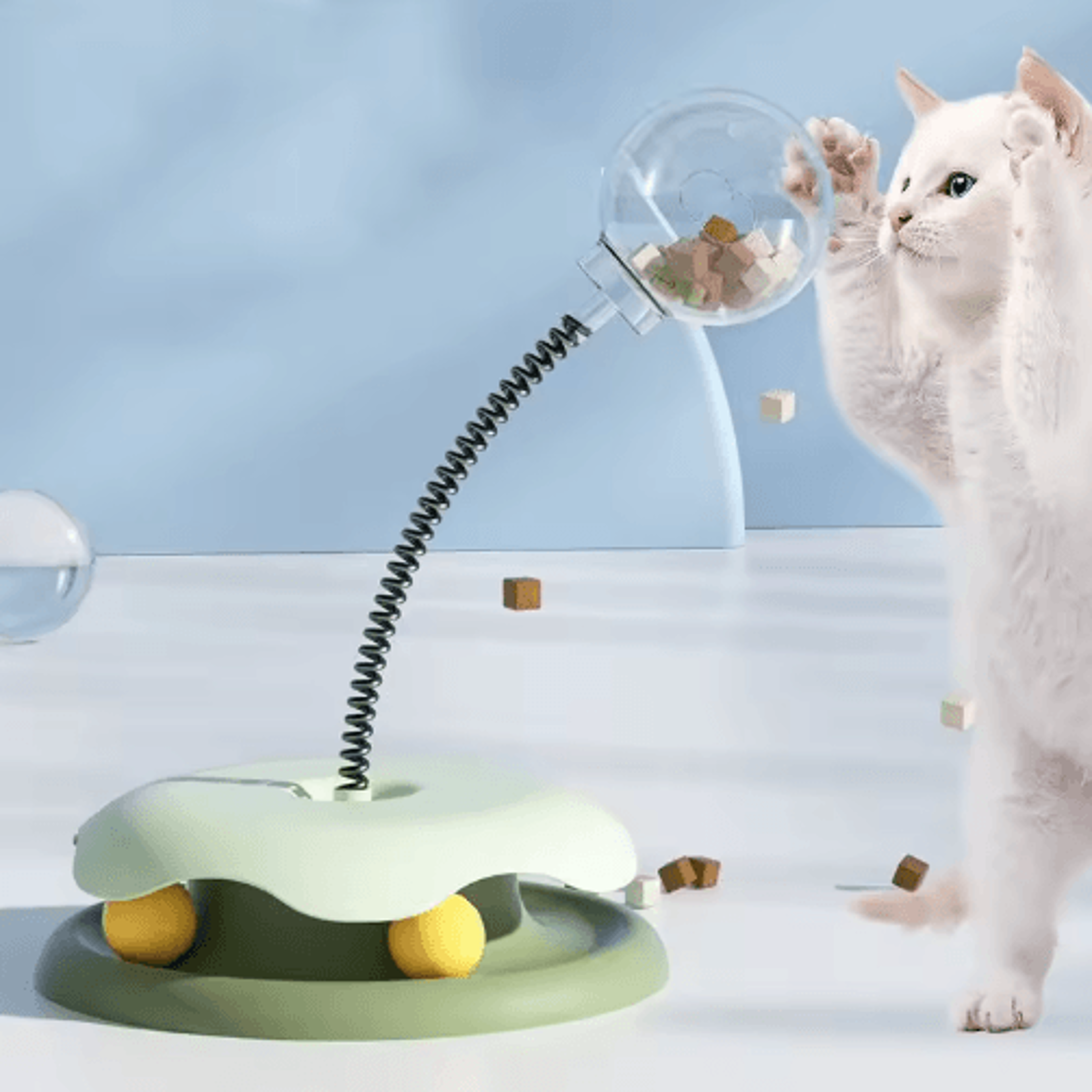 Interactive Slow Feeder Cat Toy  Track Ball Roller  Spring Exercise Toy For Indoor Cats 0