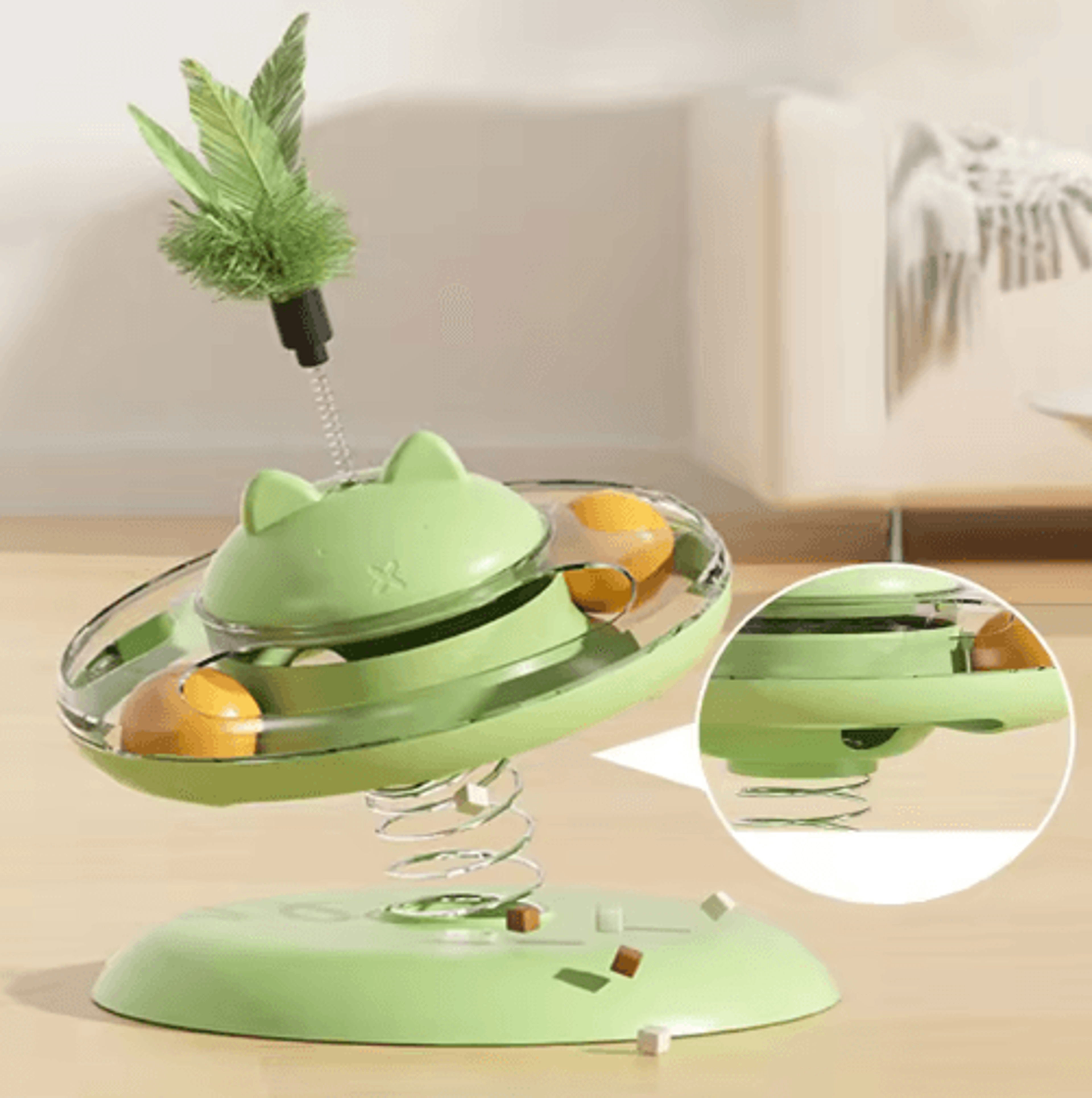 Interactive Cat Play Disc  Food Dispensing Track Ball  Teaser Toy For Cats 0
