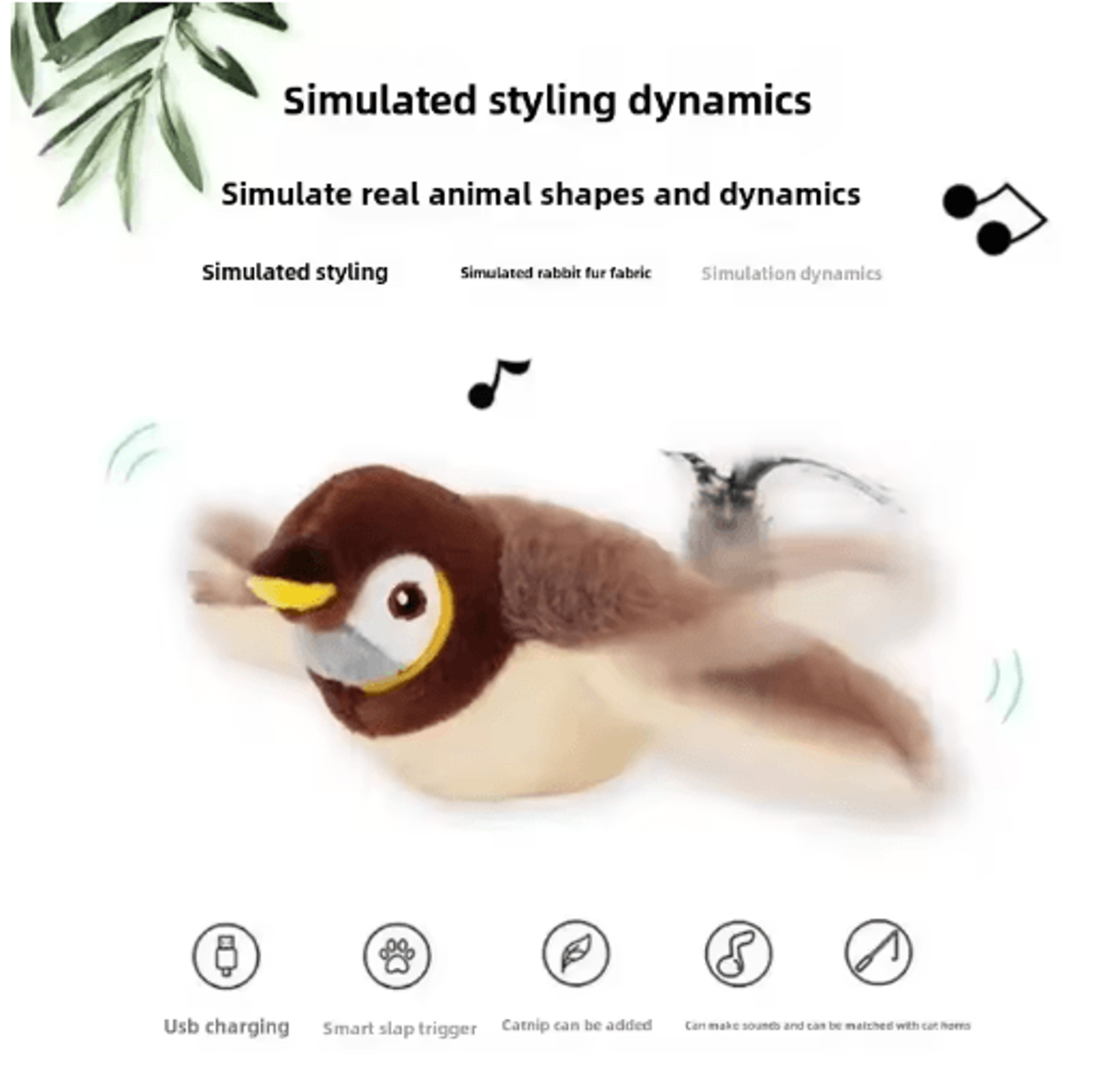 Interactive Electric Flapping Bird Cat Toy USB Rechargeable Catnip Plush Toy For Cats  Dogs 3