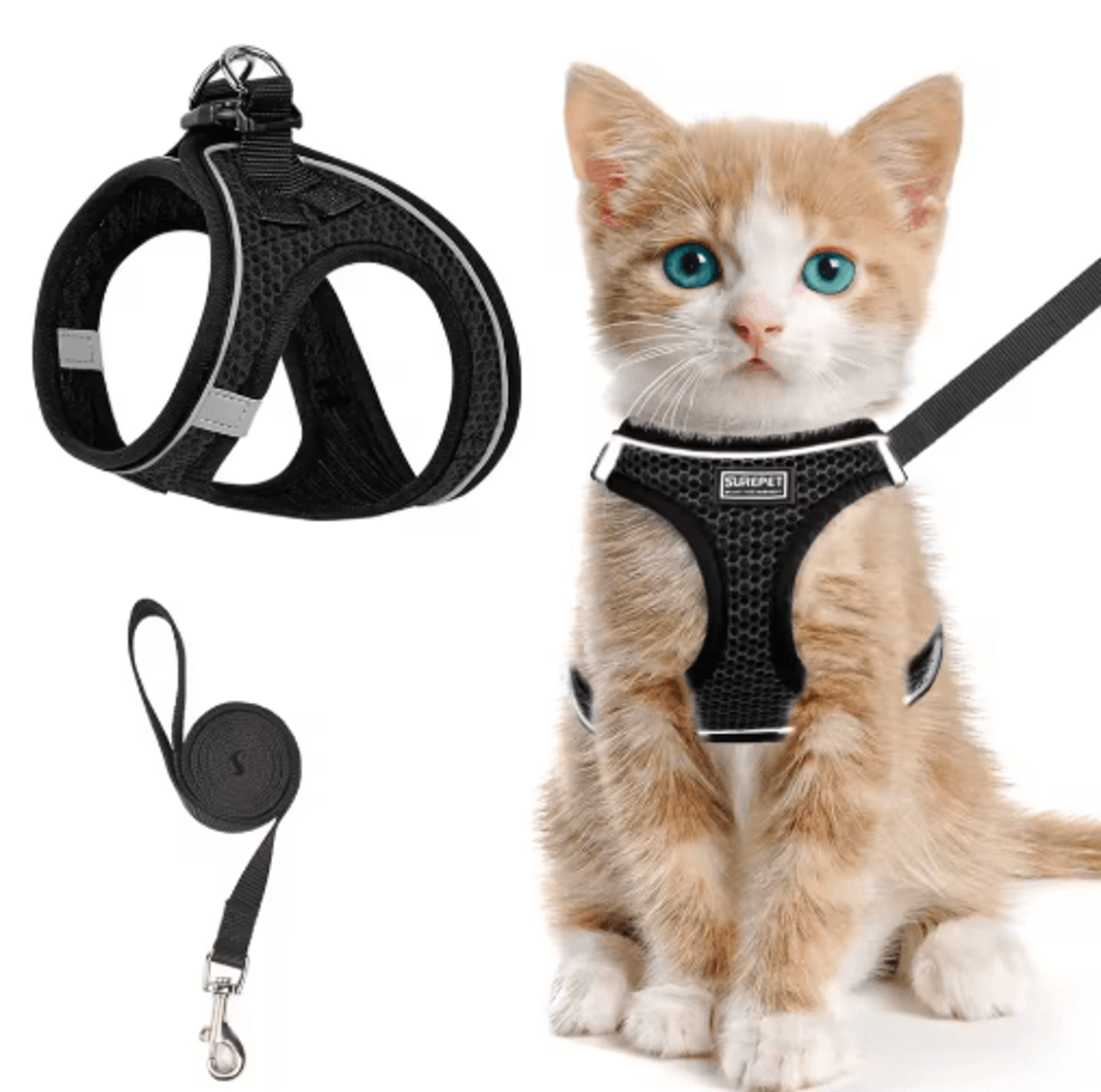 EscapeProof Cat Harness  Leash Reflective Soft Mesh Vest For Outdoor Walking 2