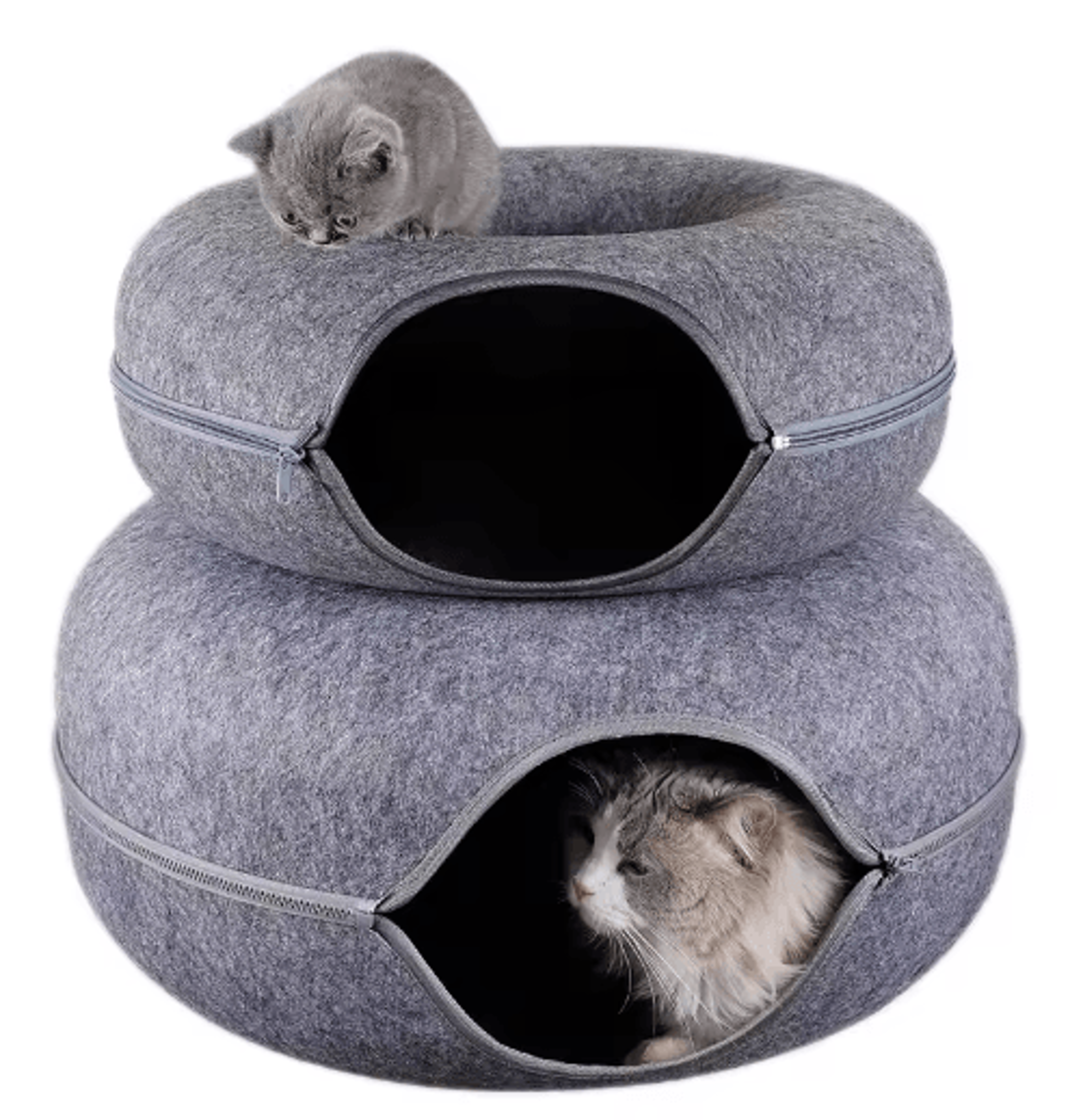 Donut Felt Cat Tunnel Bed Interactive Wool Cat Cave  Play House For Indoor Cats 0