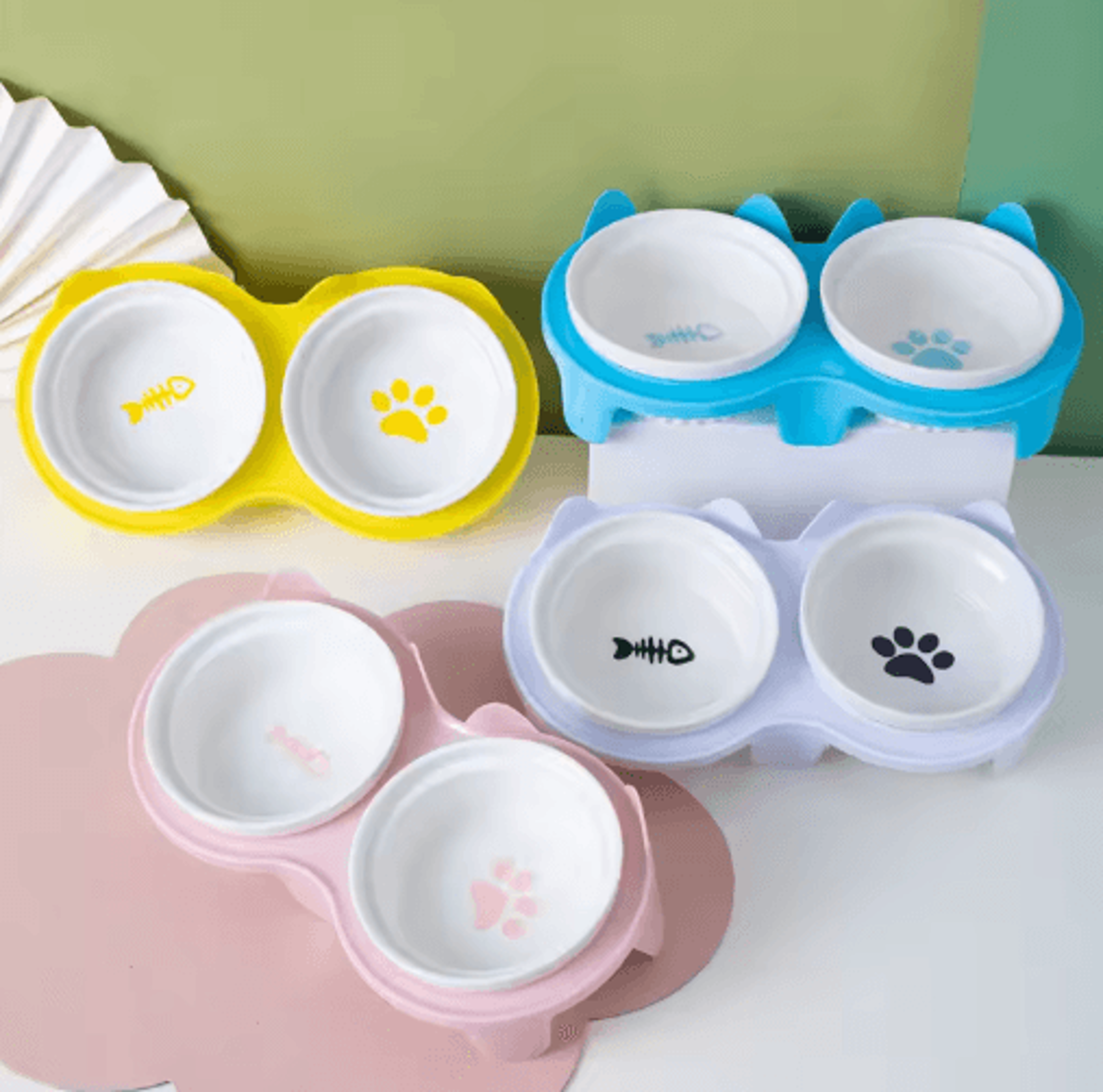ElevaBowl Ceramic Double Pet Feeding Station For Cats  Small Dogs 0