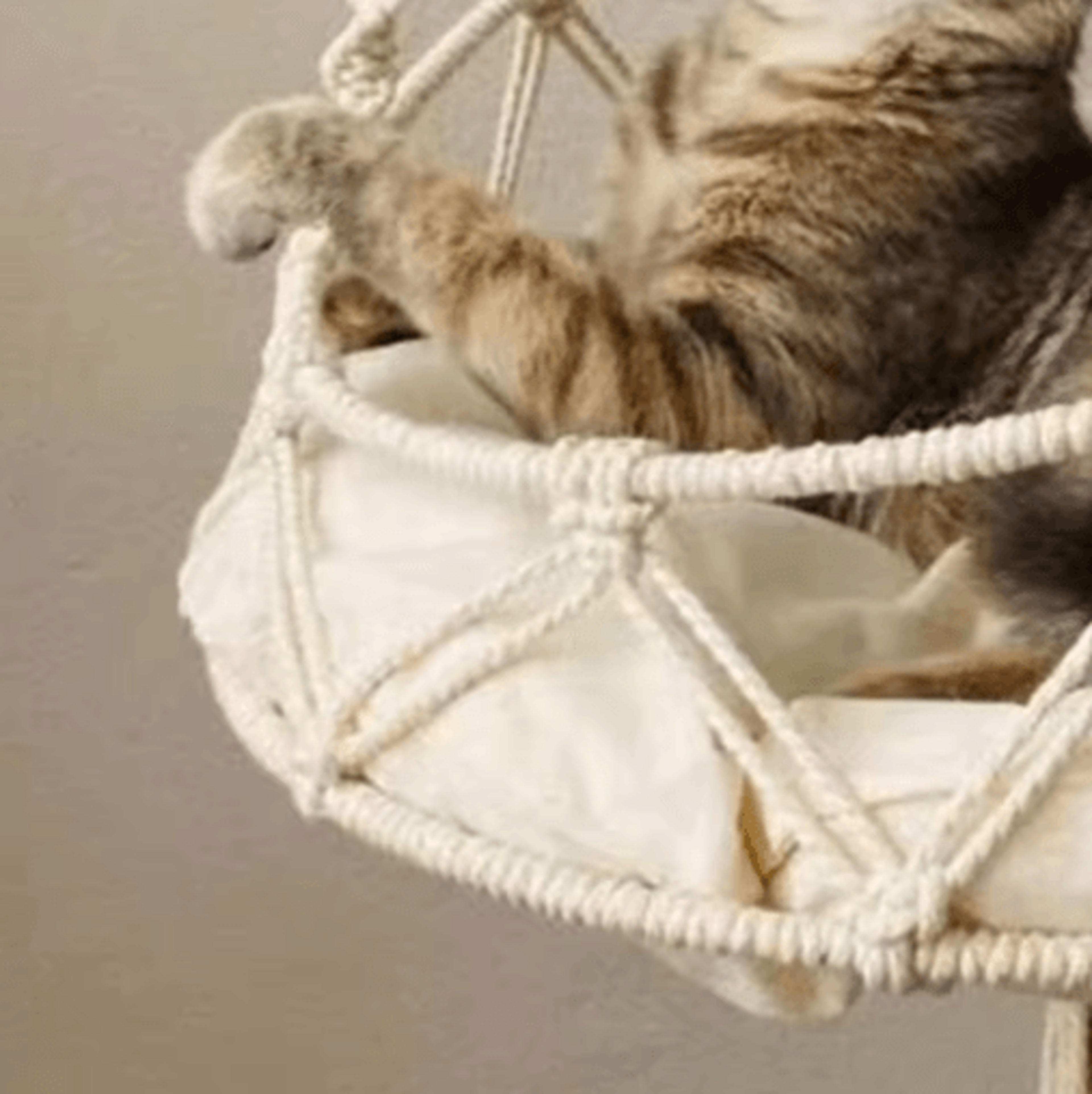 HandWoven Boho Hanging Cat Hammock Cozy Elevated Bed For Kittens  Cats 7