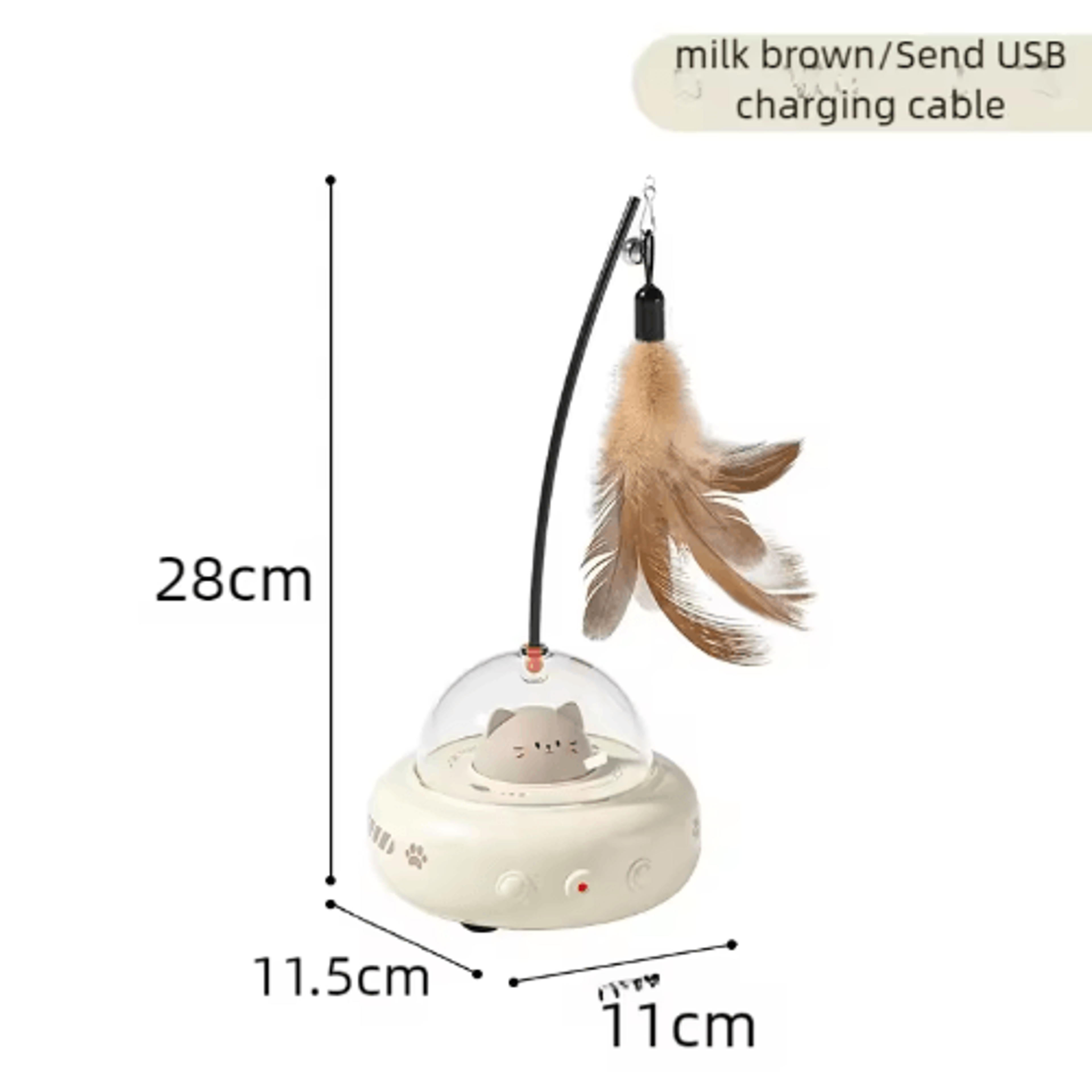 Smart UFO Electric Cat Teaser Toy  Interactive Feather Wand With Bell For Cats 5