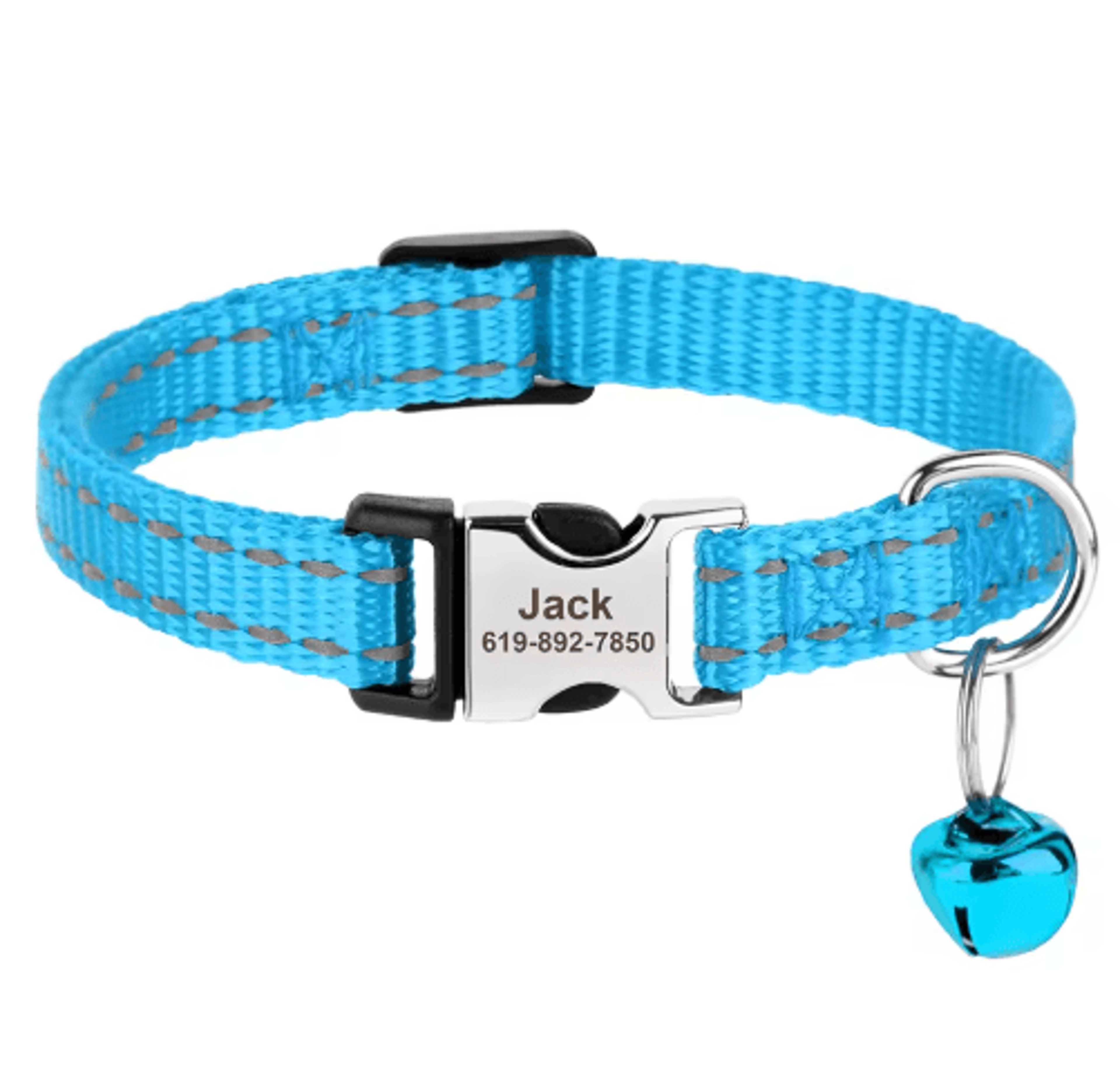 Customized Reflective Nylon Pet Collar  Adjustable ID Collar For Cats Puppies  Small Dogs 2