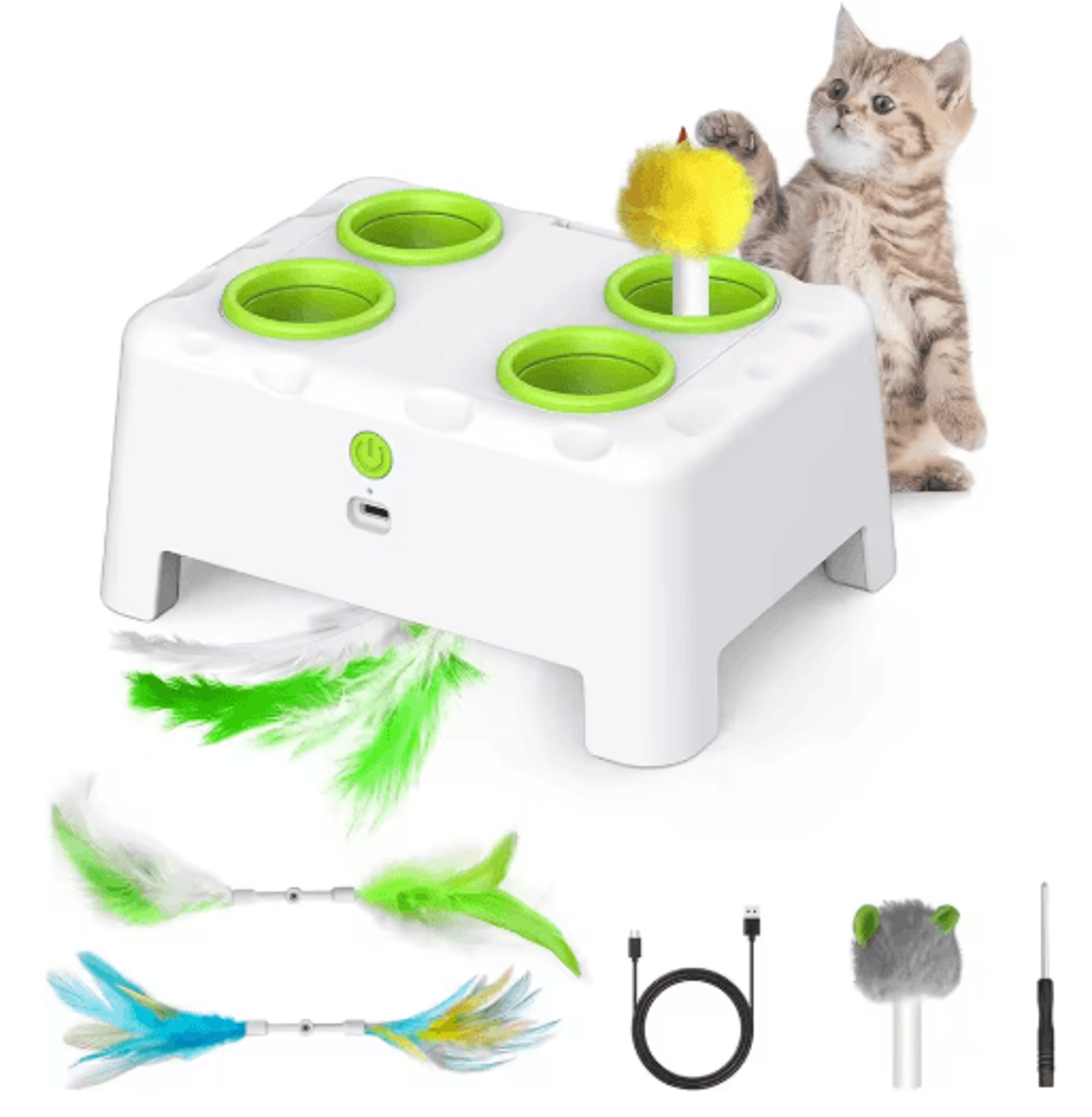 Whack A Mole Automatic Feather Cat Toy Rechargeable Interactive PopUp Training Toy For Cats  Dogs 1