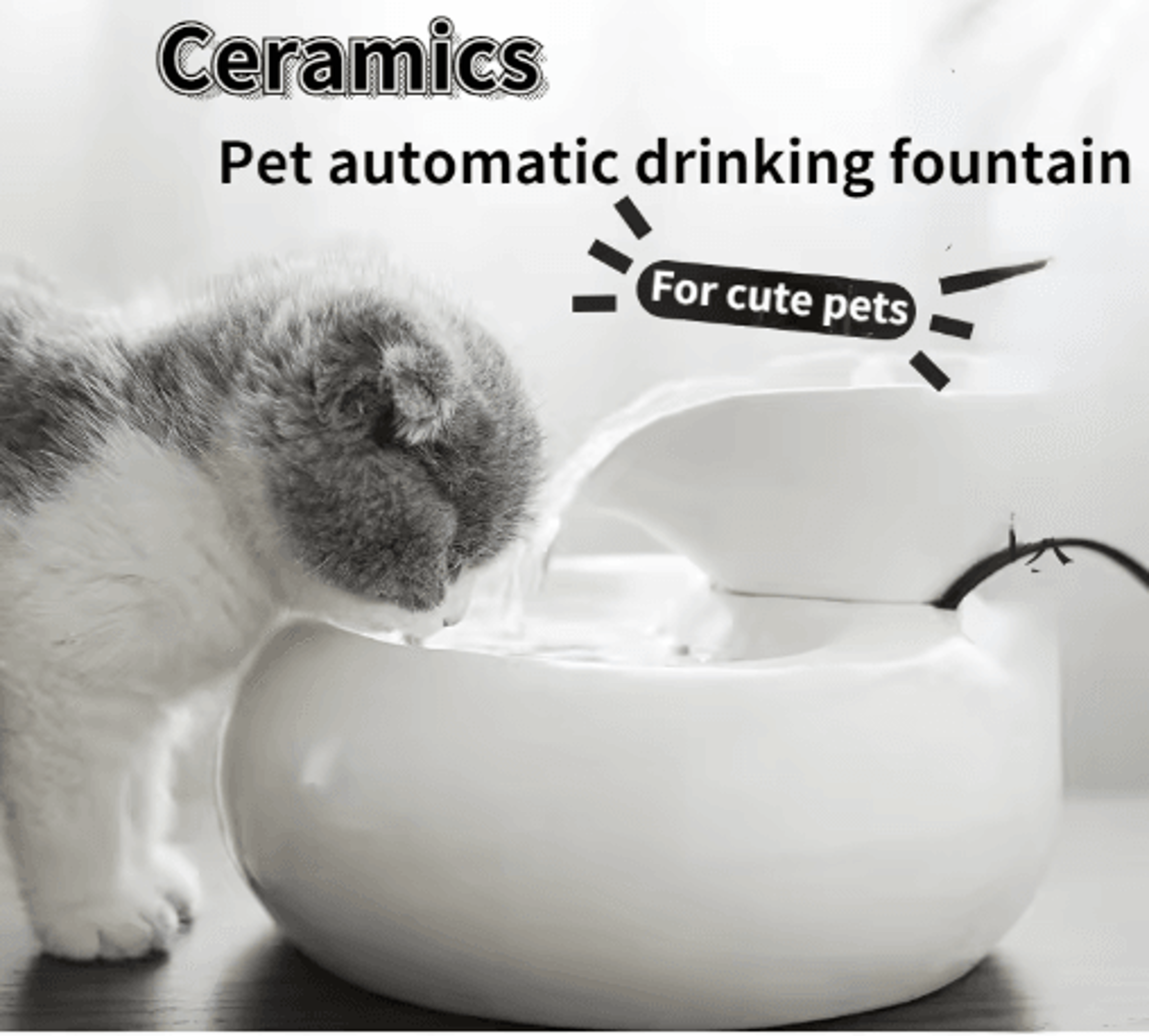 Ceramic Automatic Cat Water Fountain Leaf Design Circulating Filter Water Dispenser 0