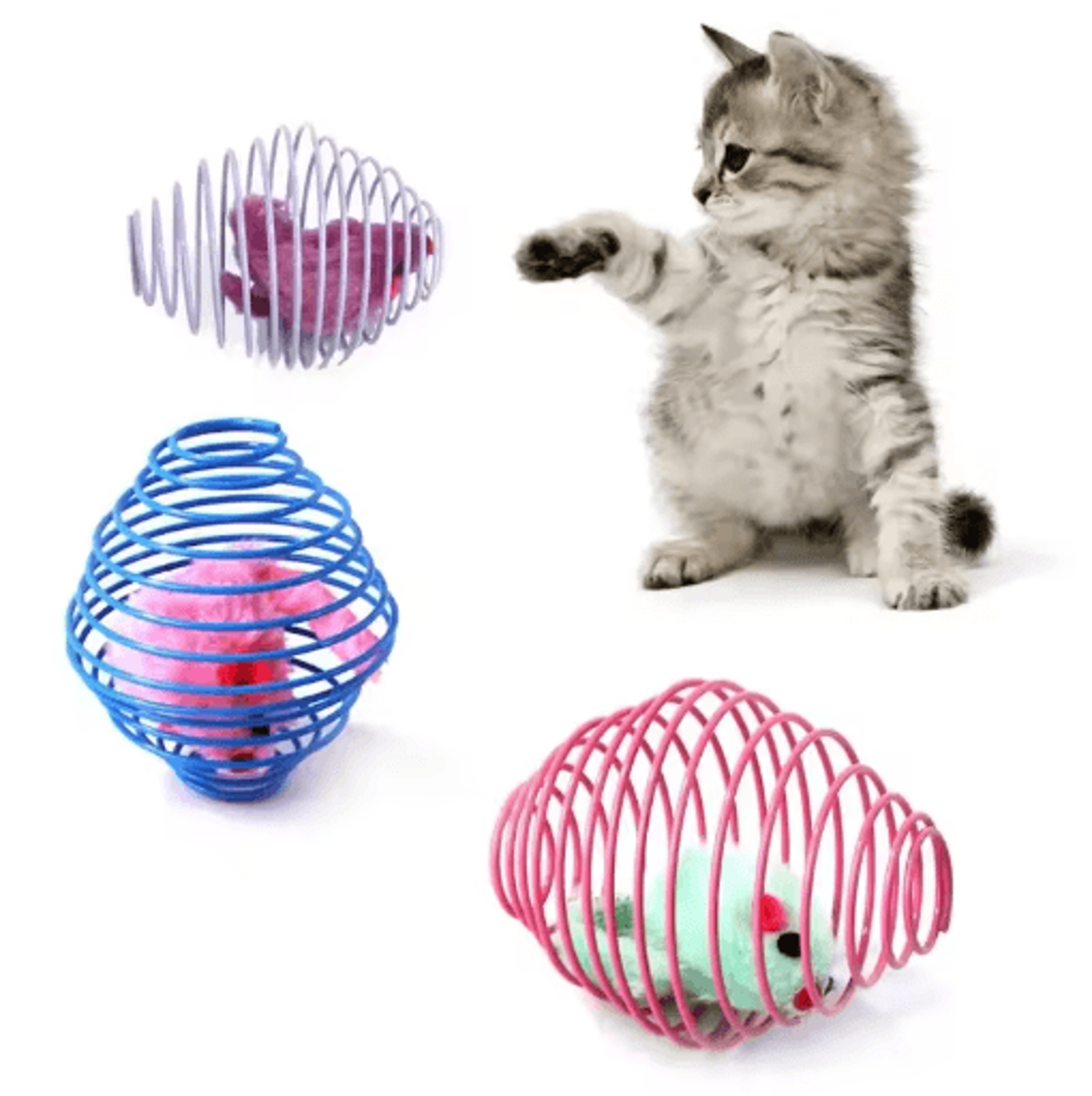 Interactive Cat Toy Ball  Spring Set Cat Toy Balls For Chasing Hunting  Active Play 0
