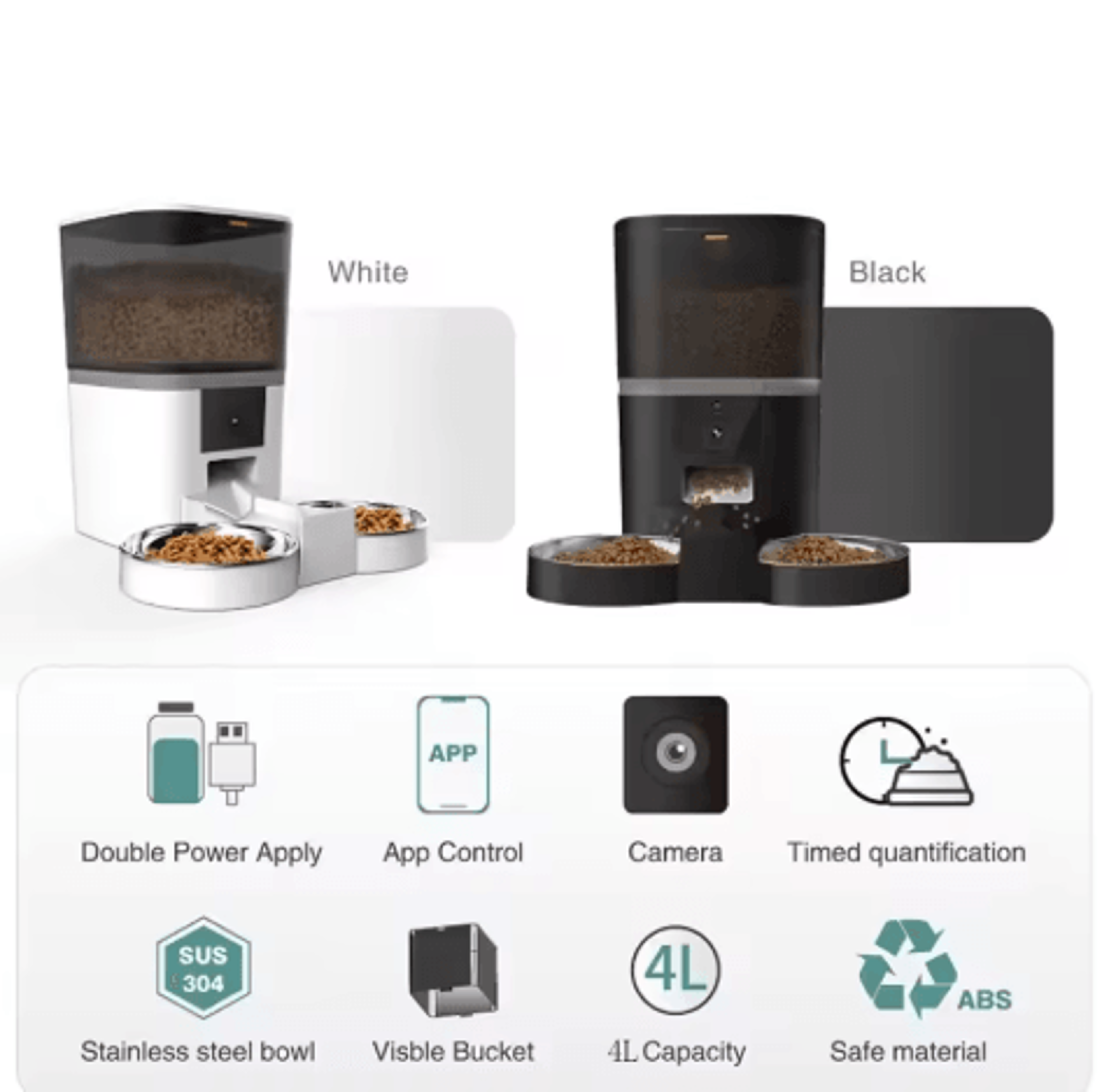 Smart Automatic Pet Feeder With Camera Automatic Cat Feeder With Timed Feeding HD Monitoring  Dual  8