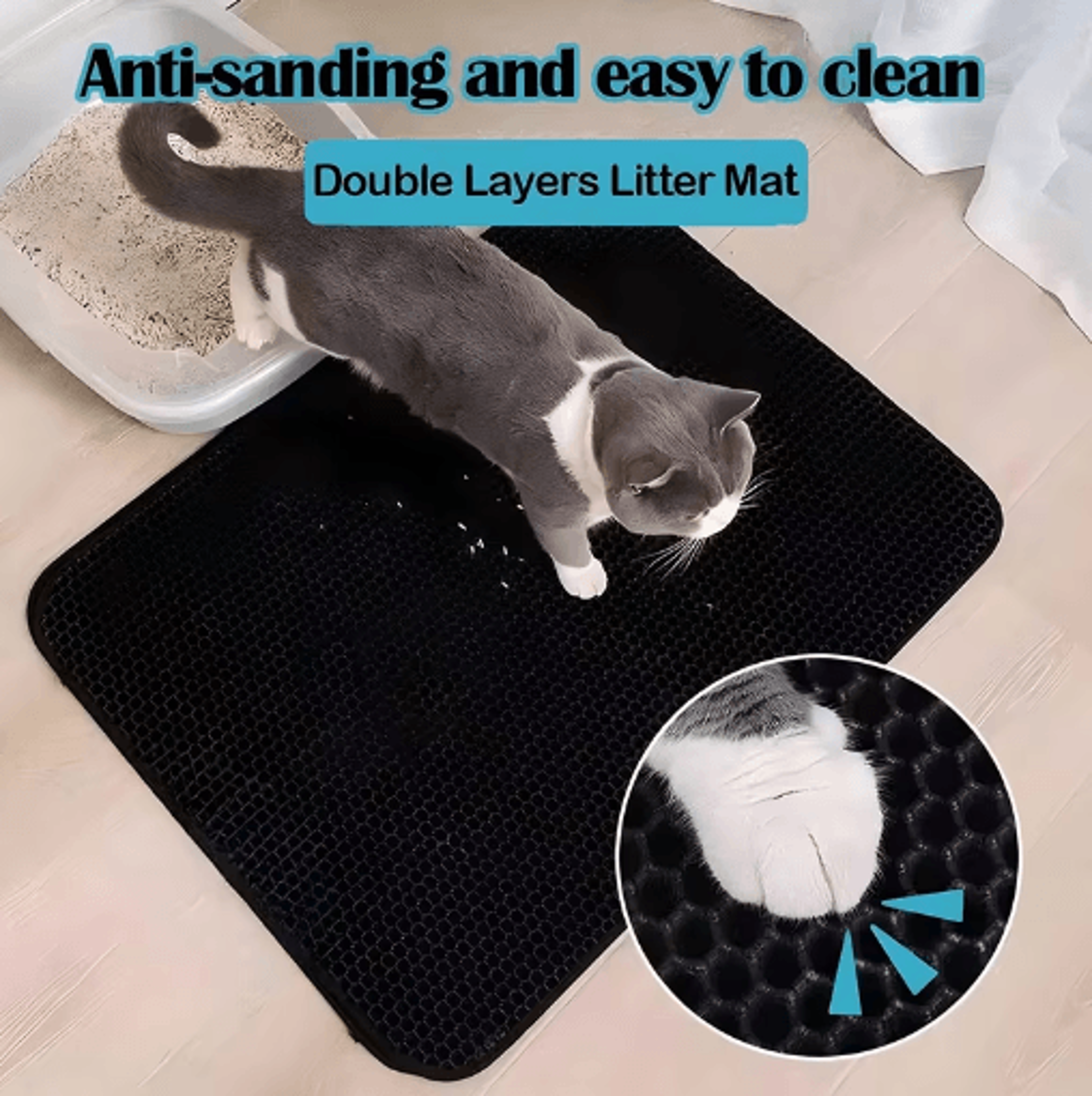DoubleLayer EVA Cat Litter Mat Cat Litter Mat For Trapping Litter  Protecting Floors 5