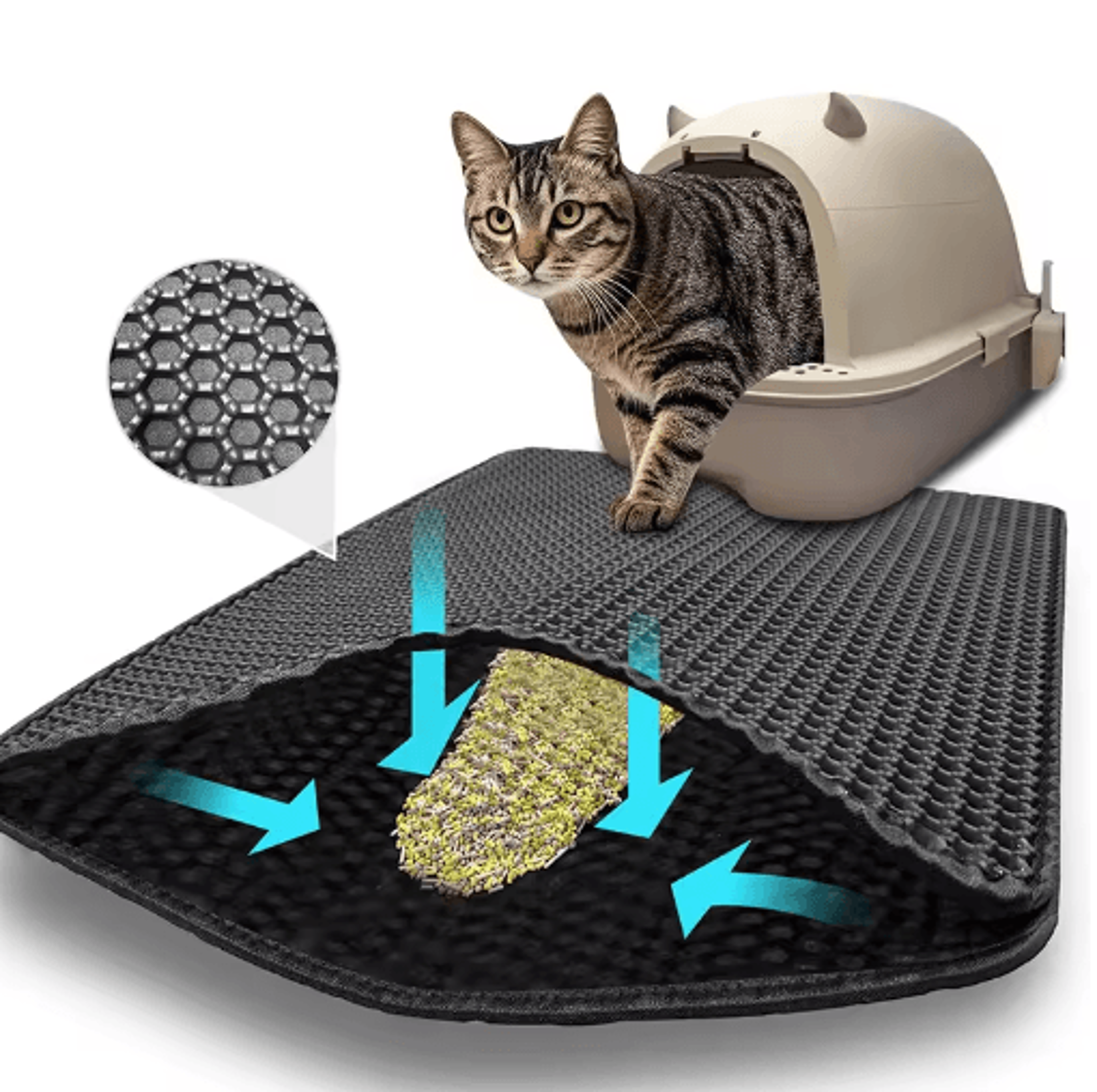 DoubleLayer EVA Cat Litter Mat Cat Litter Mat For Trapping Litter  Protecting Floors 0