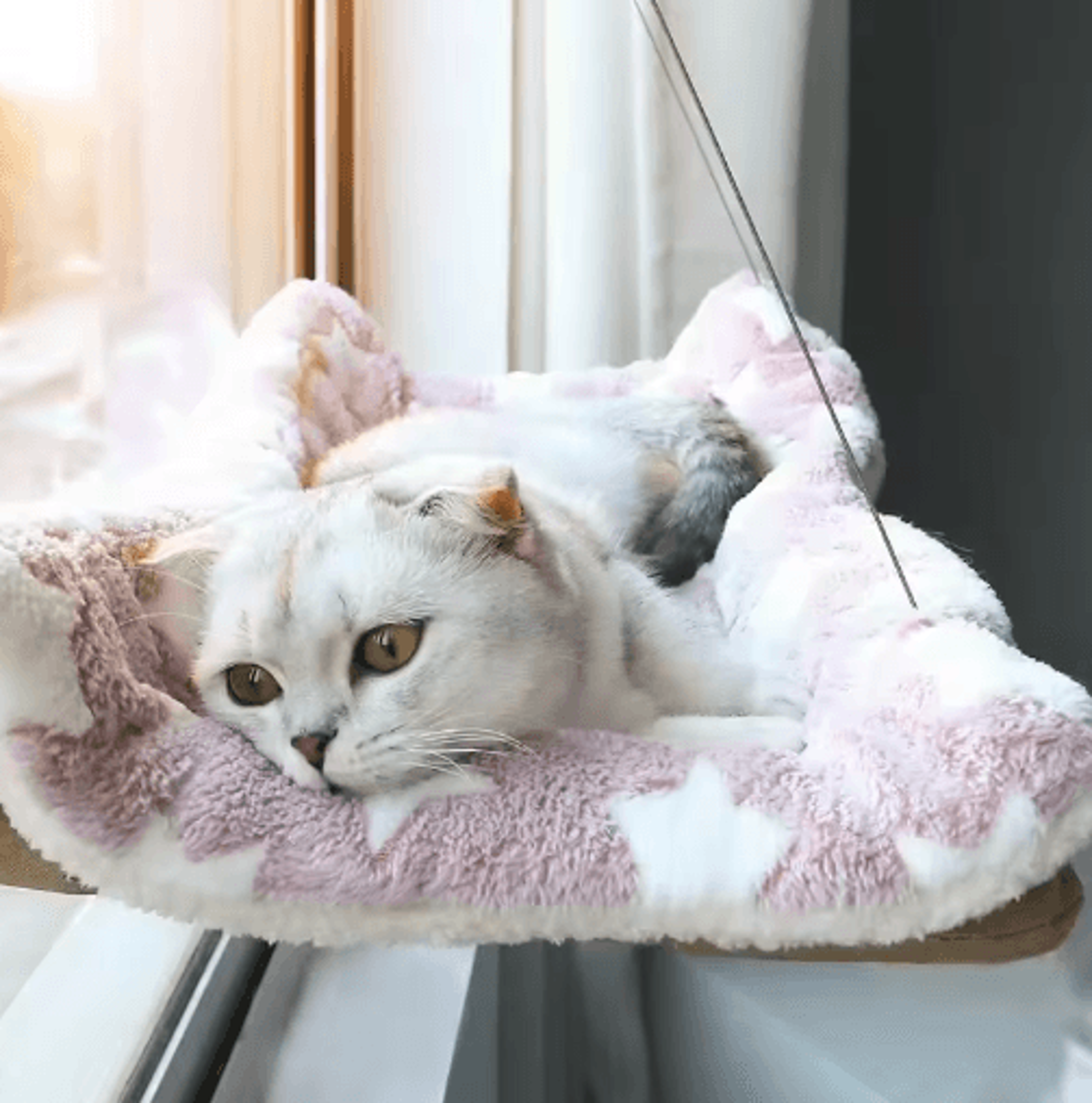 Window Mounted Cat Hammock Bed Cat Window Hammock With Strong Suction Cups For Lounging  Climbing 8