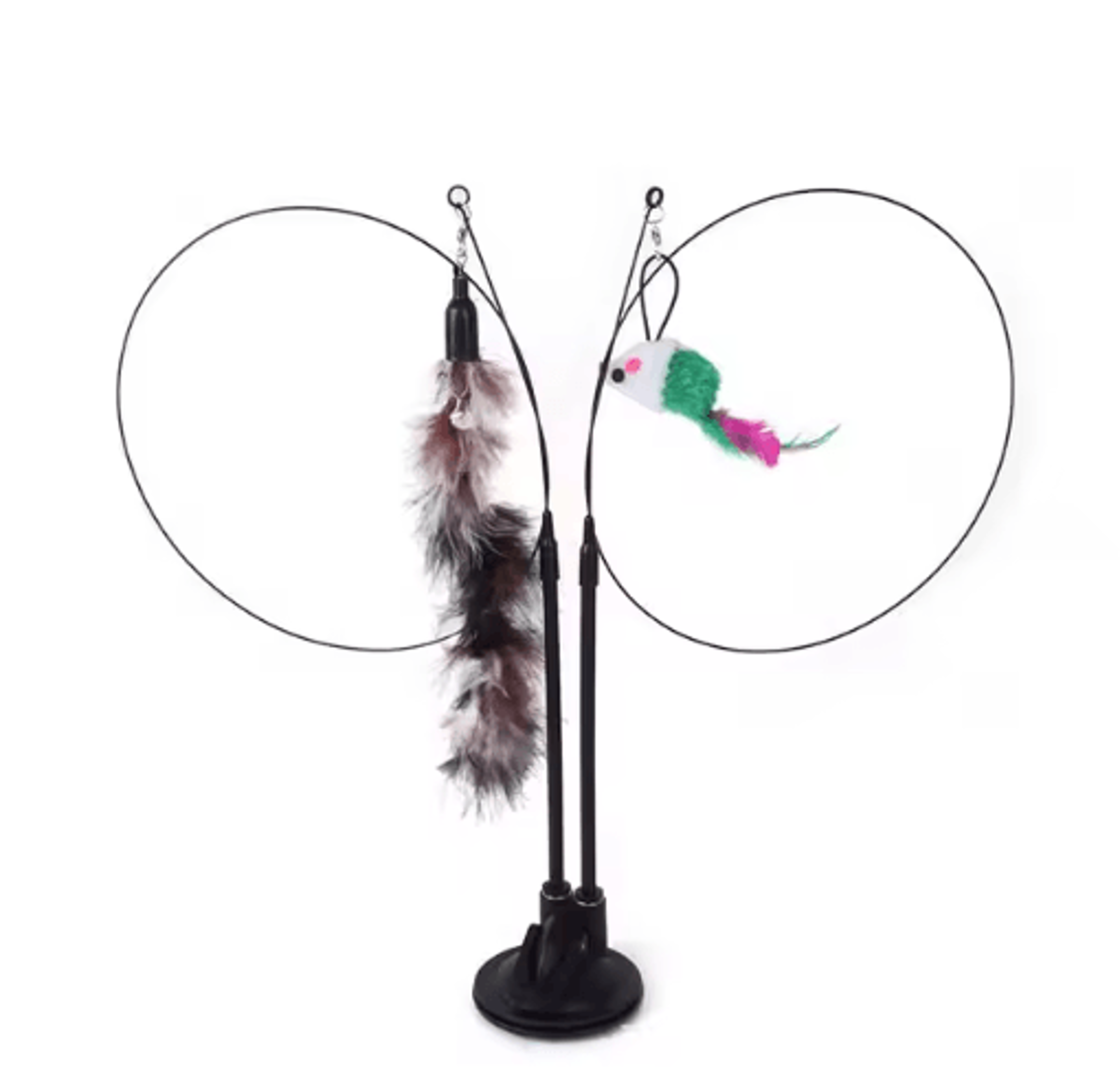 DoubleHead Suction Cup Cat Teaser Toy  Interactive Cat Toy With Mouse Feather  Bell Attachments 6