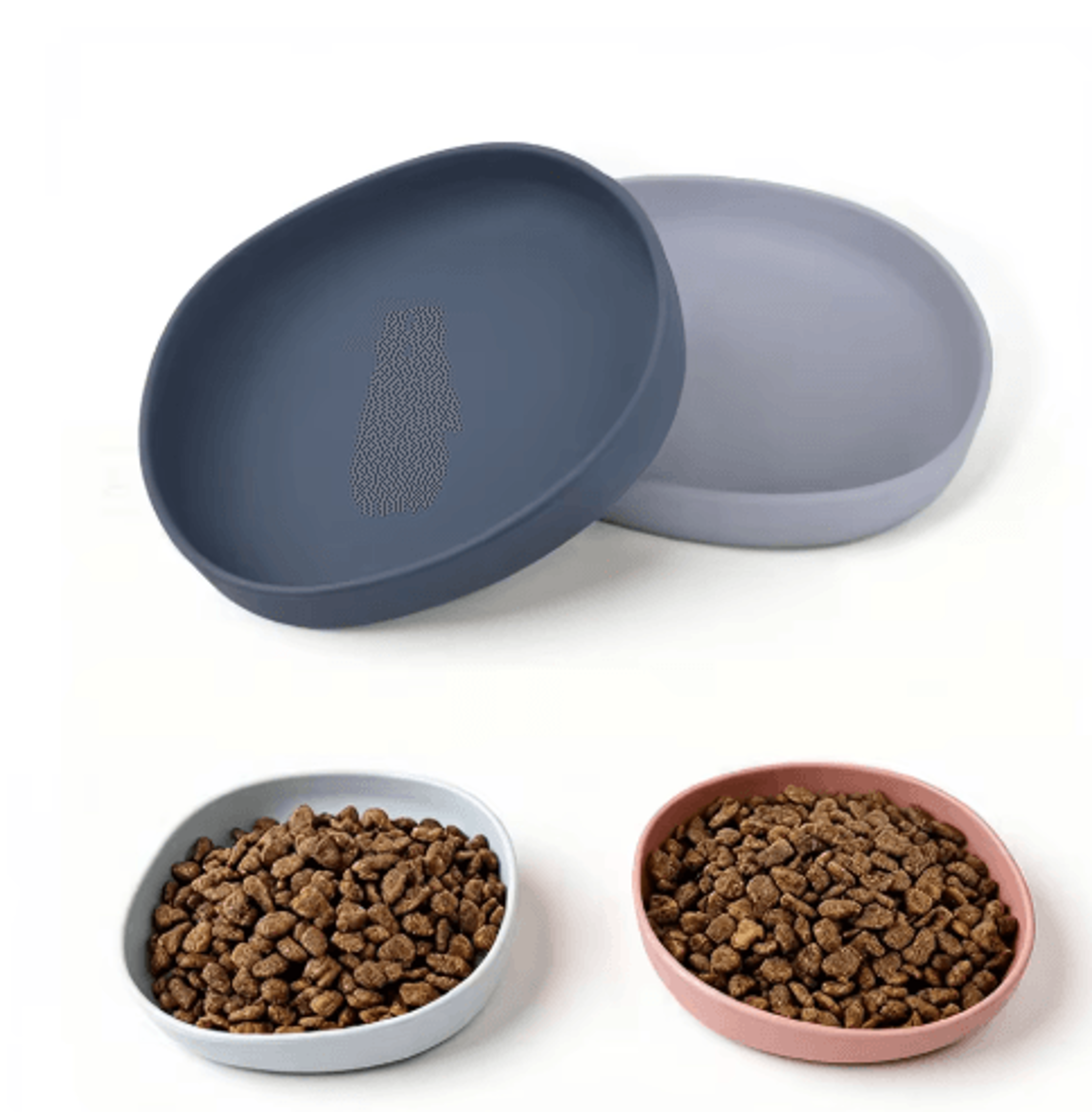 2Pack WhiskerFriendly Silicone Cat Plates  Cat Feeding Bowls For Comfortable MessFree Mealtimes 0