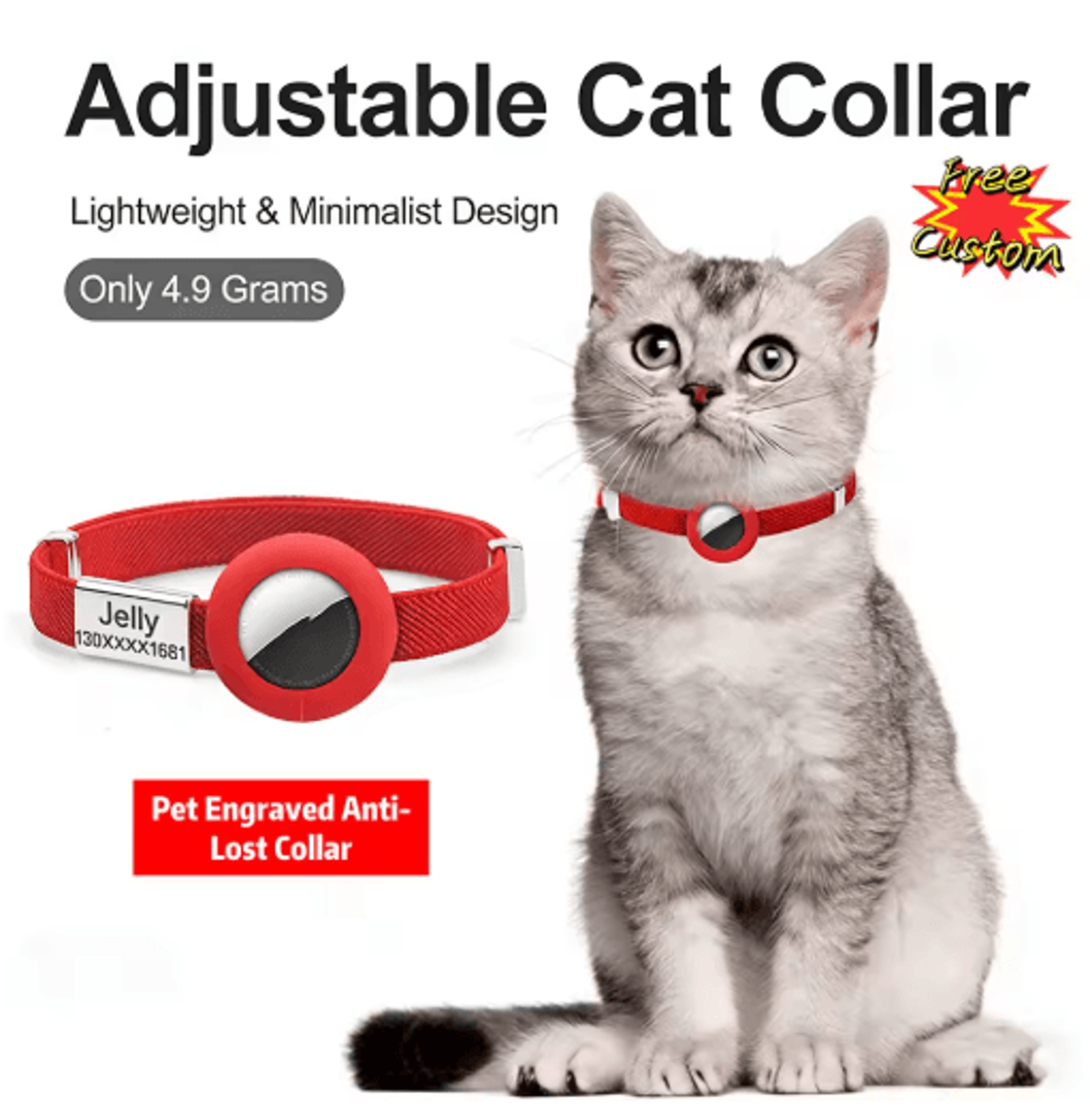 SafeTrack AirTag Cat Collar With Personalized Name Tag  GPS Holder 18